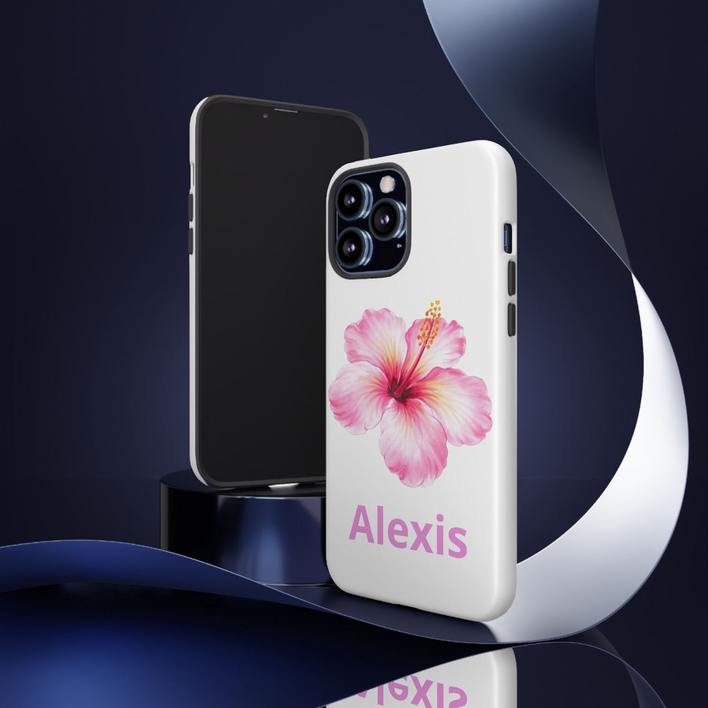 Personalized Hibiscus Phone Case — Custom Name Floral Tough Case- Pre Order