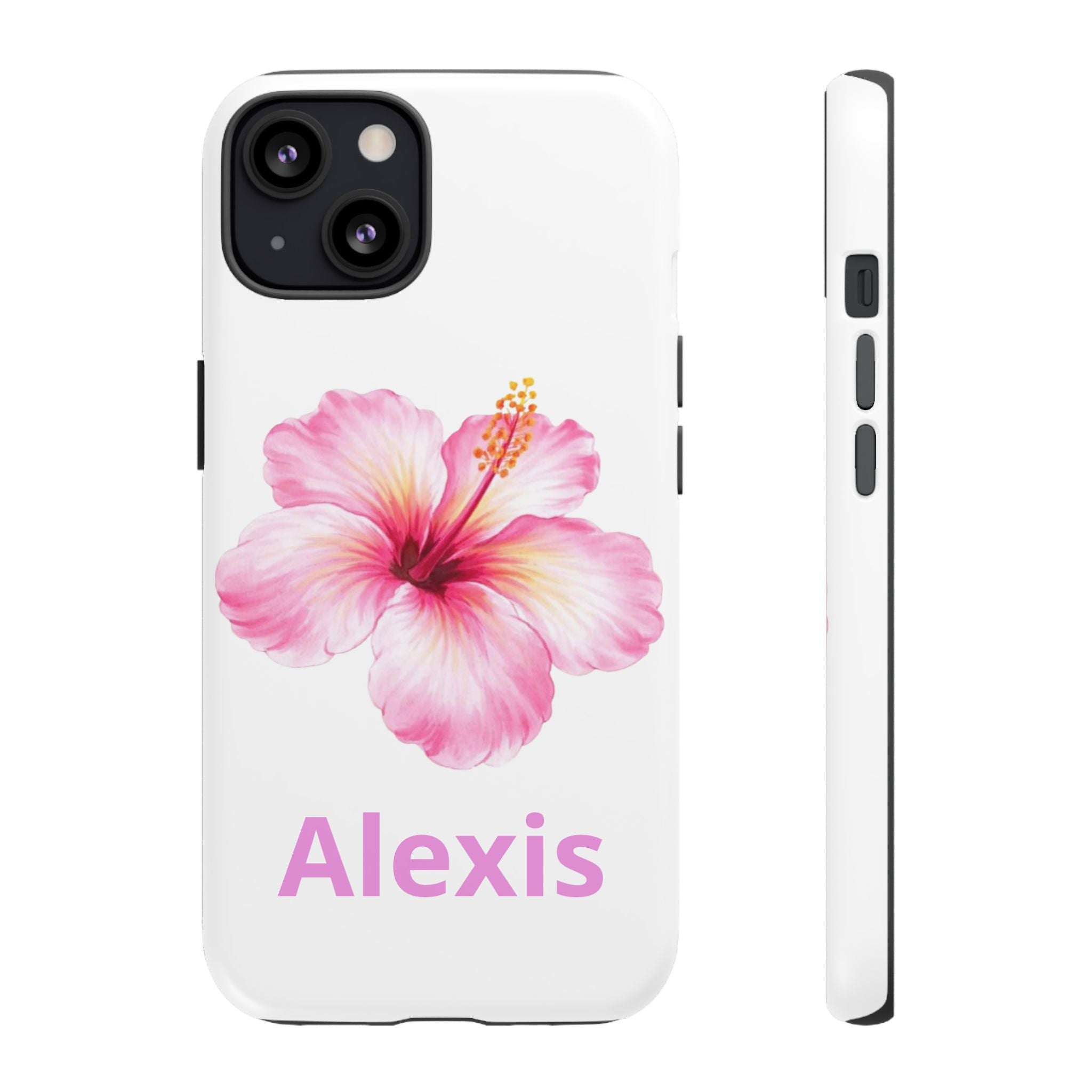 Personalized Hibiscus Phone Case — Custom Name Floral Tough Case- Pre Order