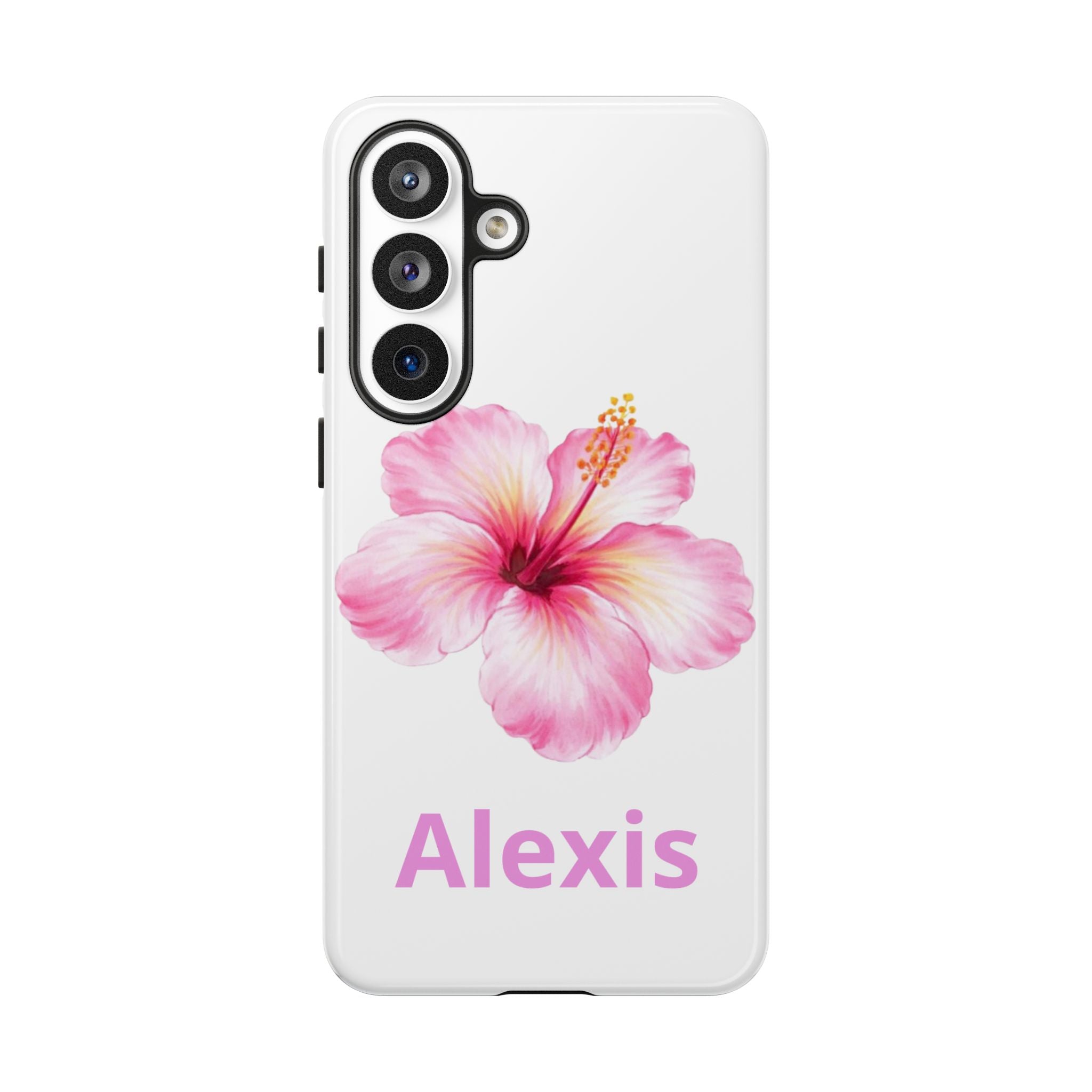 Personalized Hibiscus Phone Case — Custom Name Floral Tough Case- Pre Order
