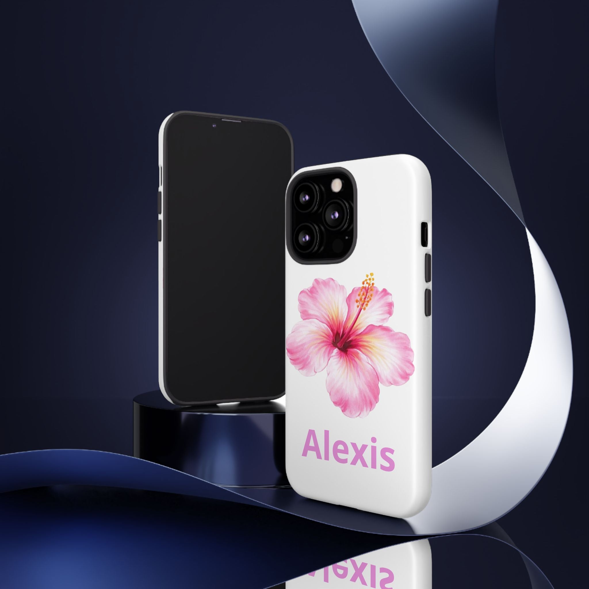 Personalized Hibiscus Phone Case — Custom Name Floral Tough Case- Pre Order