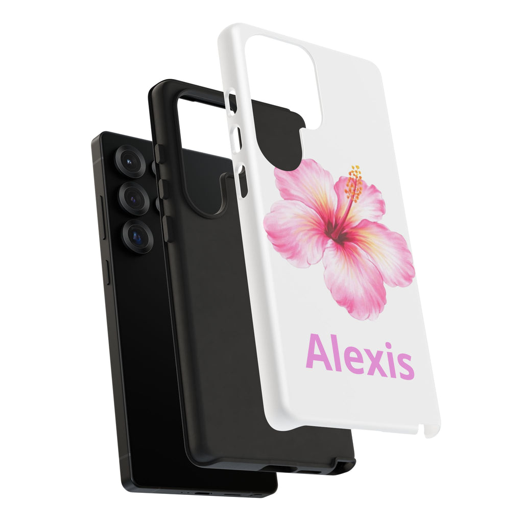Personalized Hibiscus Phone Case — Custom Name Floral Tough Case- Pre Order