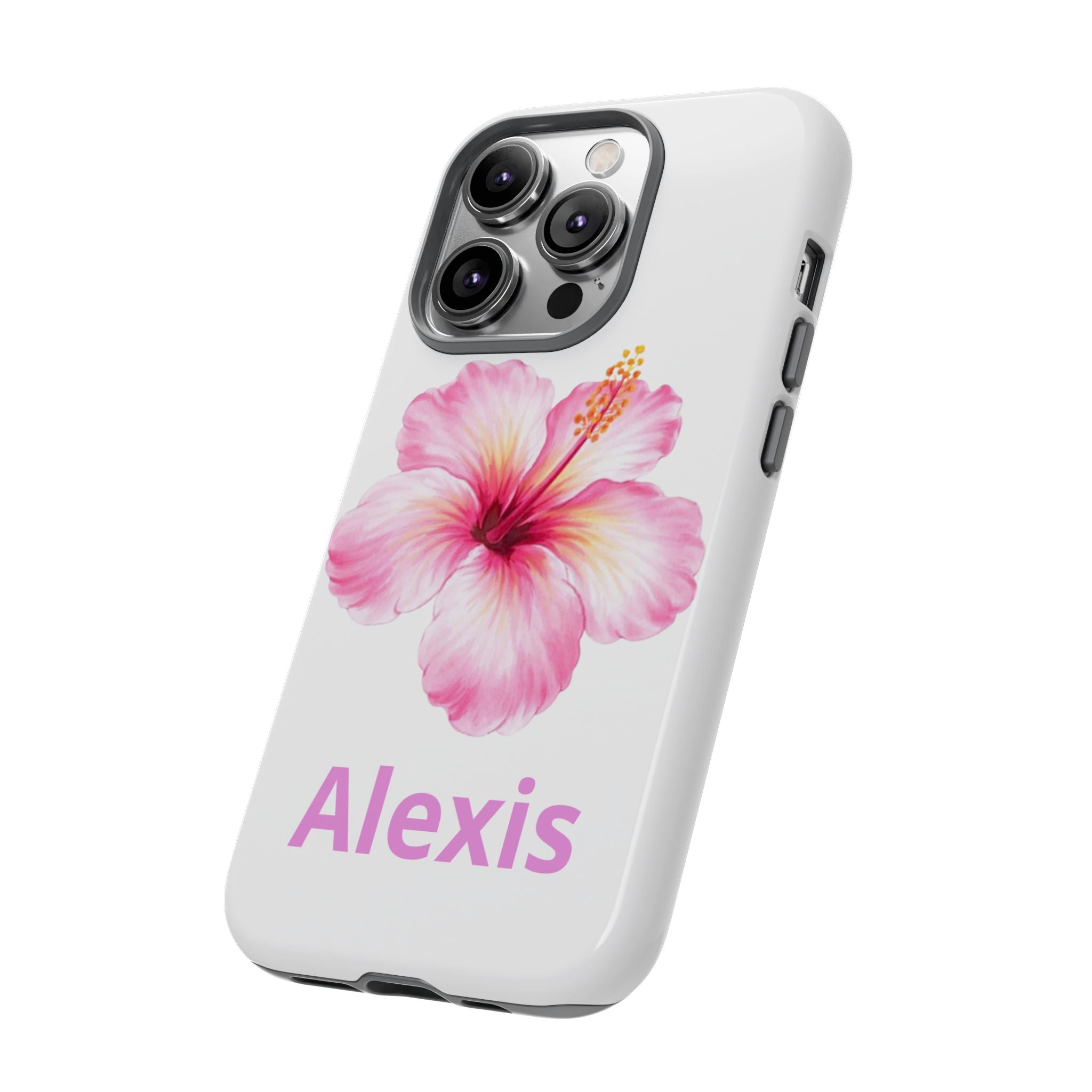 Personalized Hibiscus Phone Case — Custom Name Floral Tough Case- Pre Order
