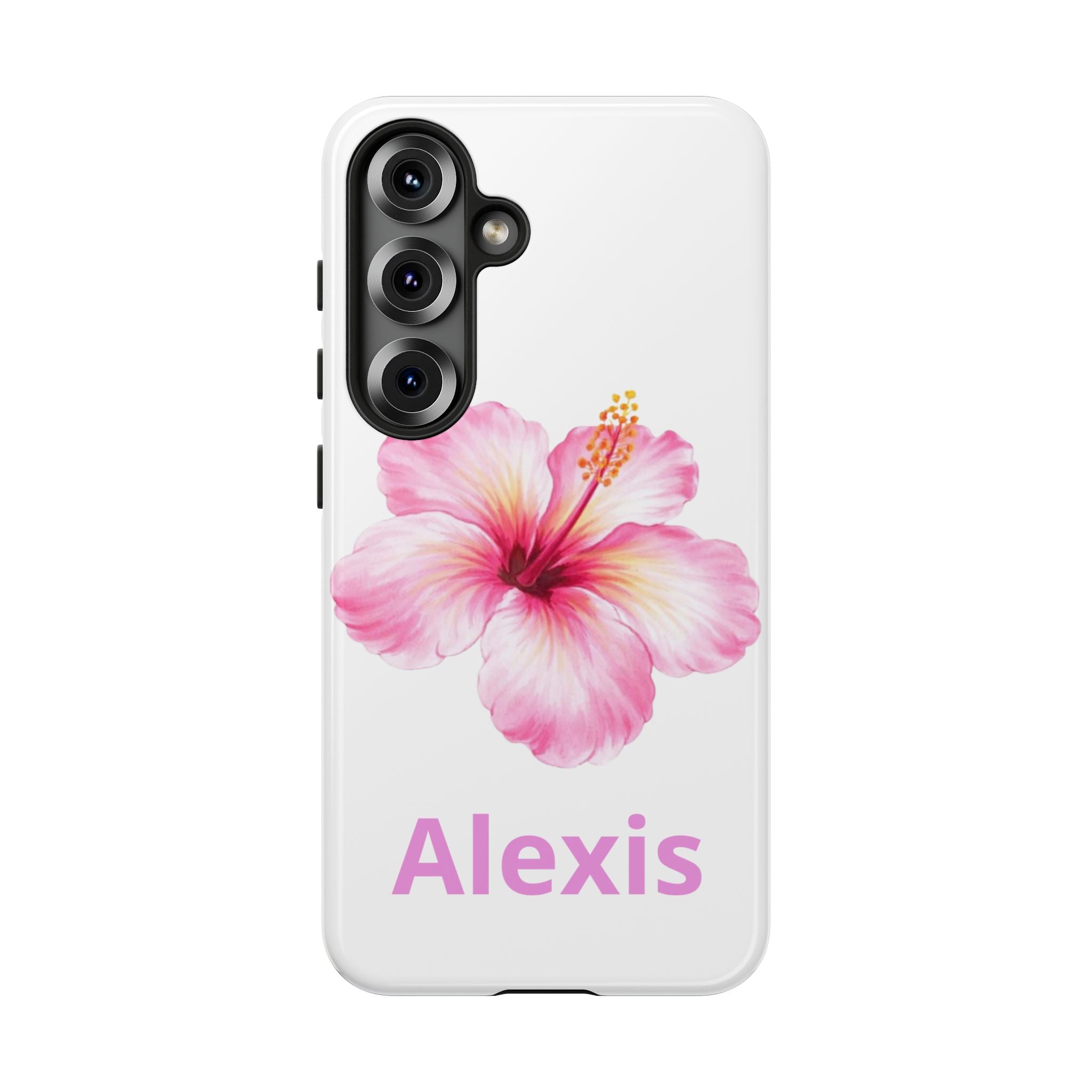 Personalized Hibiscus Phone Case — Custom Name Floral Tough Case- Pre Order