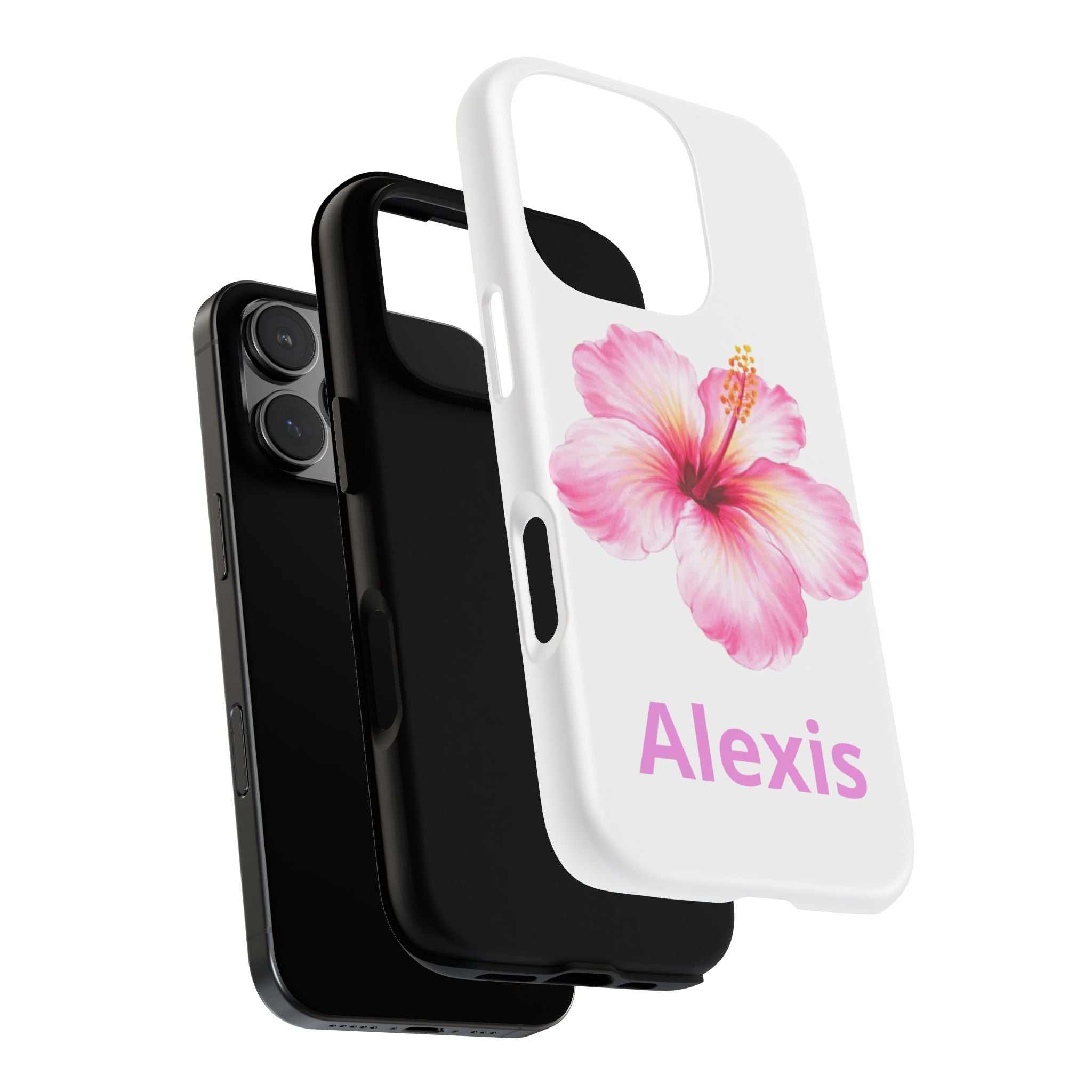 Personalized Hibiscus Phone Case — Custom Name Floral Tough Case- Pre Order