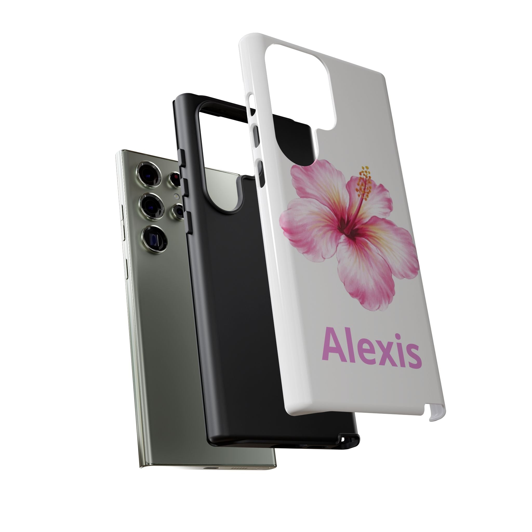 Personalized Hibiscus Phone Case — Custom Name Floral Tough Case- Pre Order