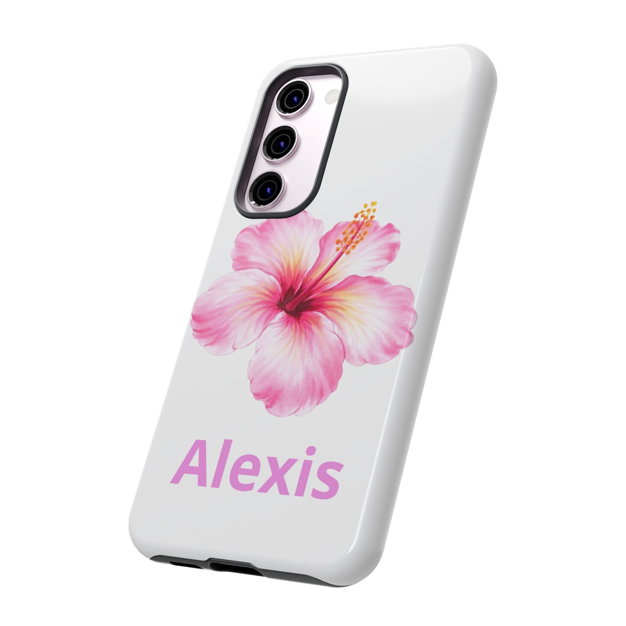 Personalized Hibiscus Phone Case — Custom Name Floral Tough Case- Pre Order