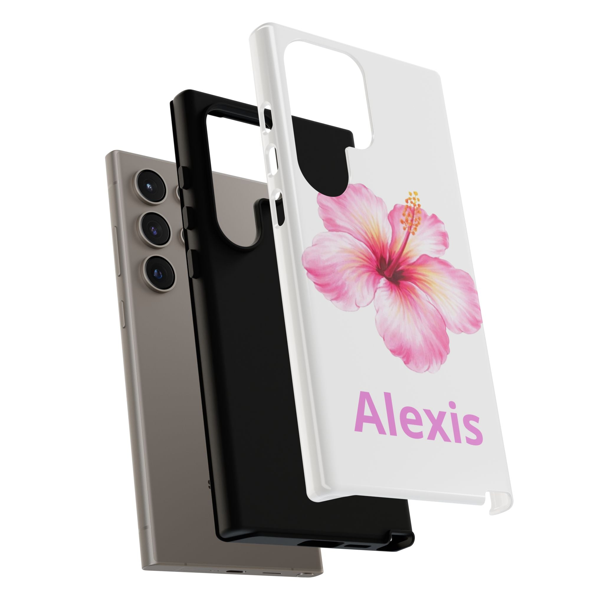 Personalized Hibiscus Phone Case — Custom Name Floral Tough Case- Pre Order