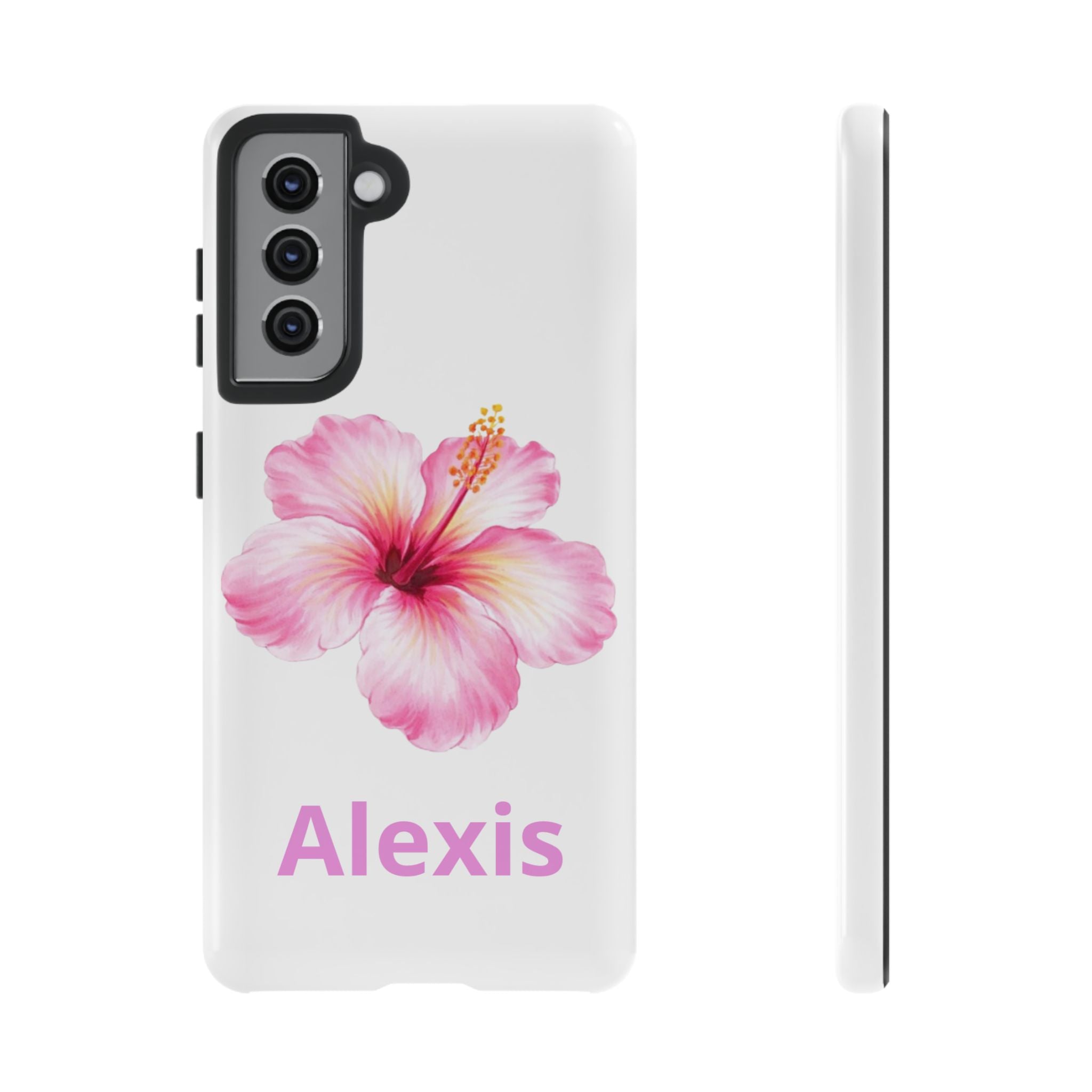 Personalized Hibiscus Phone Case — Custom Name Floral Tough Case- Pre Order