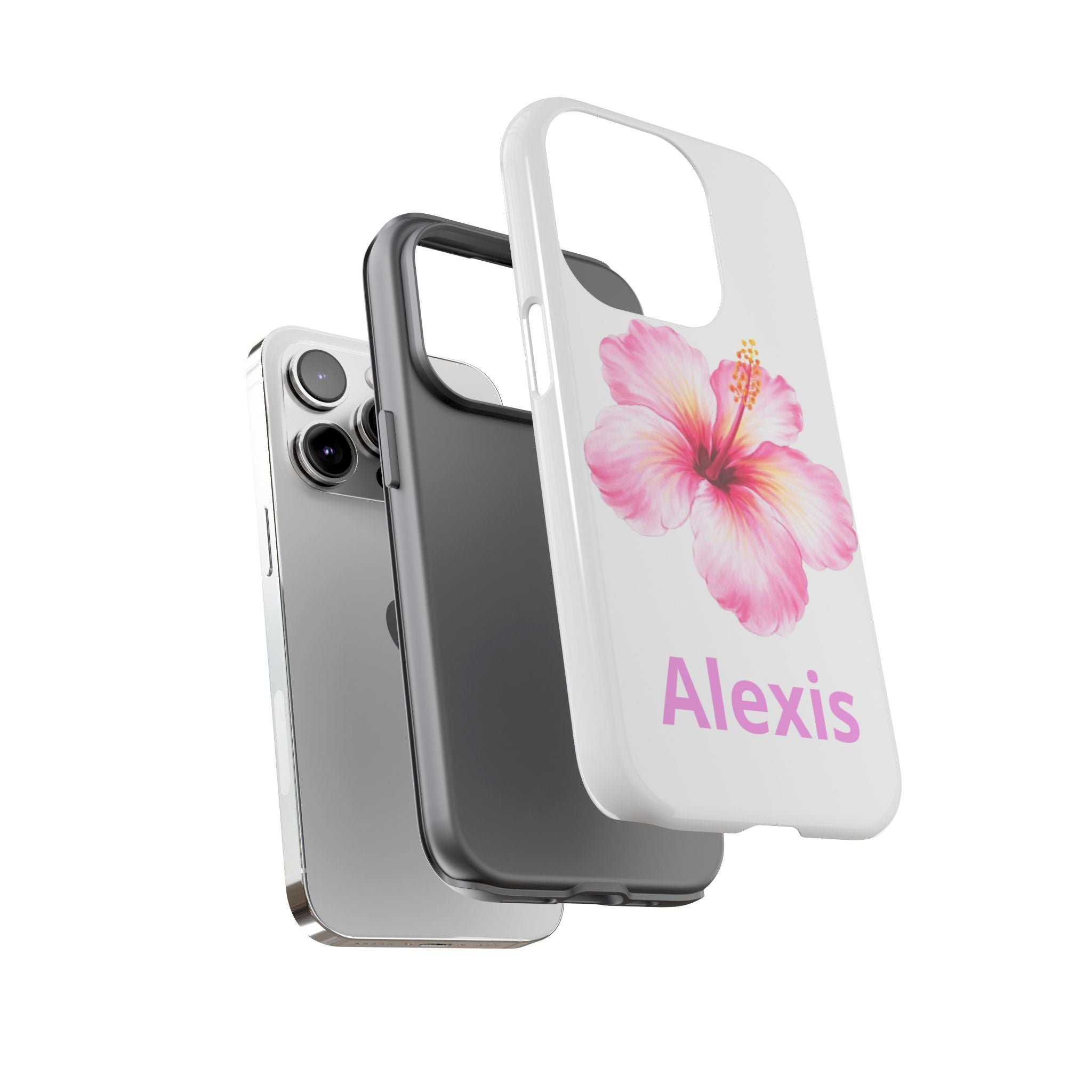 Personalized Hibiscus Phone Case — Custom Name Floral Tough Case- Pre Order