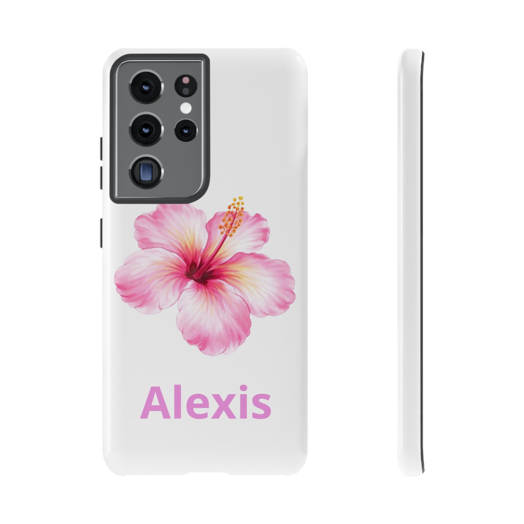 Personalized Hibiscus Phone Case — Custom Name Floral Tough Case- Pre Order