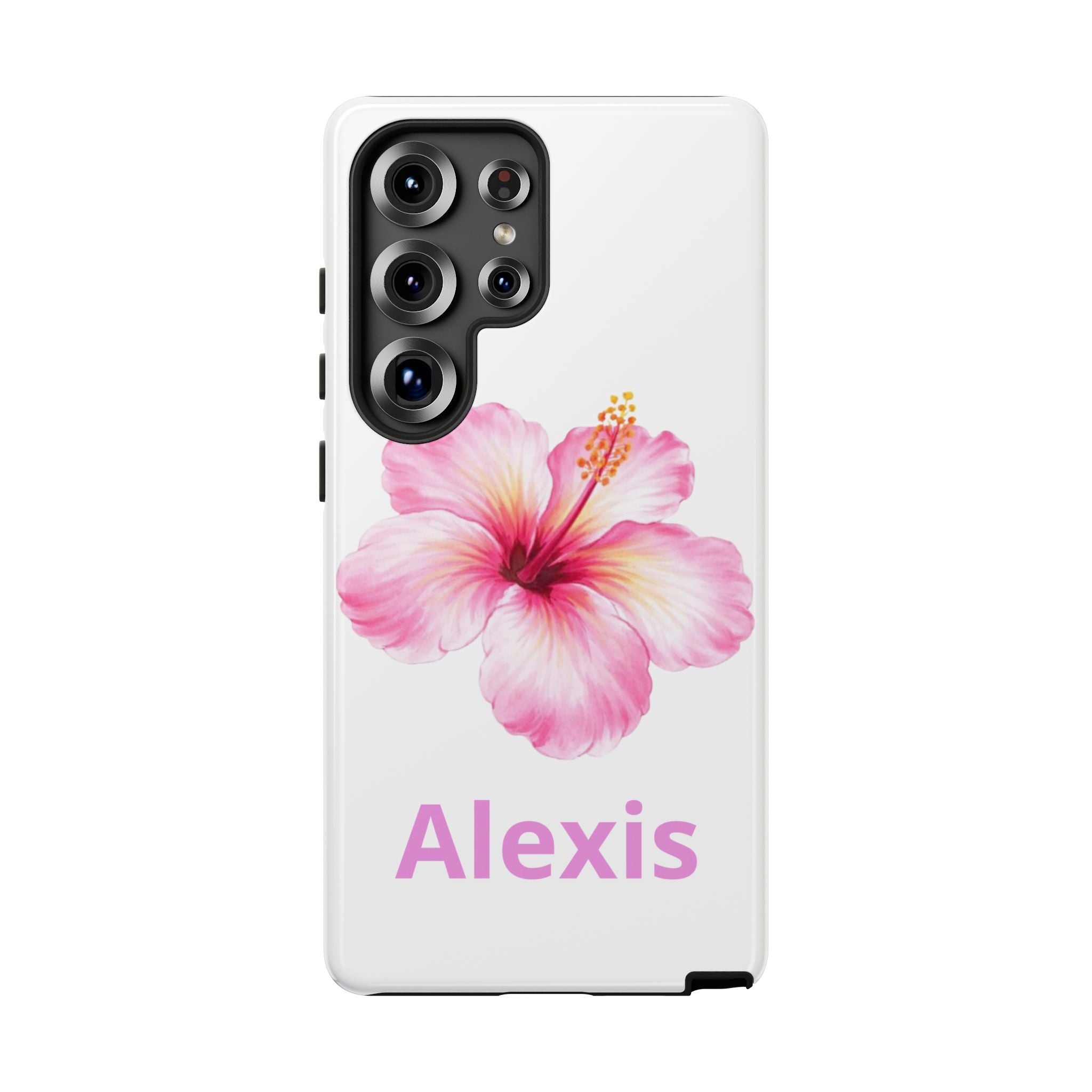 Personalized Hibiscus Phone Case — Custom Name Floral Tough Case- Pre Order