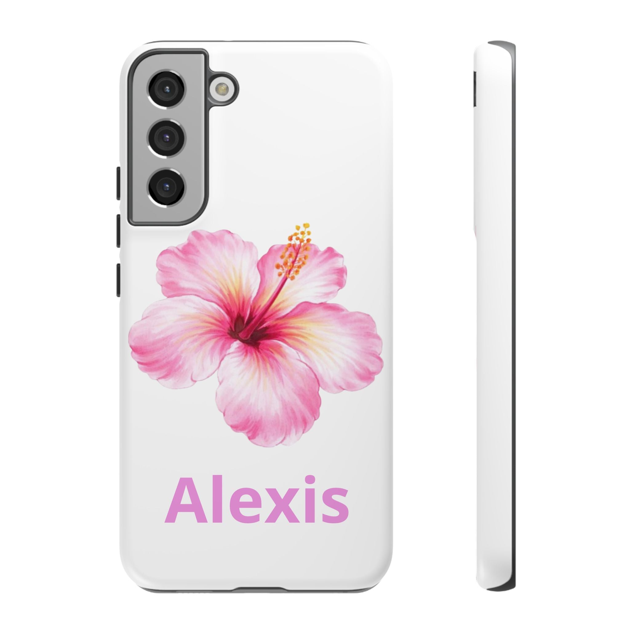 Personalized Hibiscus Phone Case — Custom Name Floral Tough Case- Pre Order