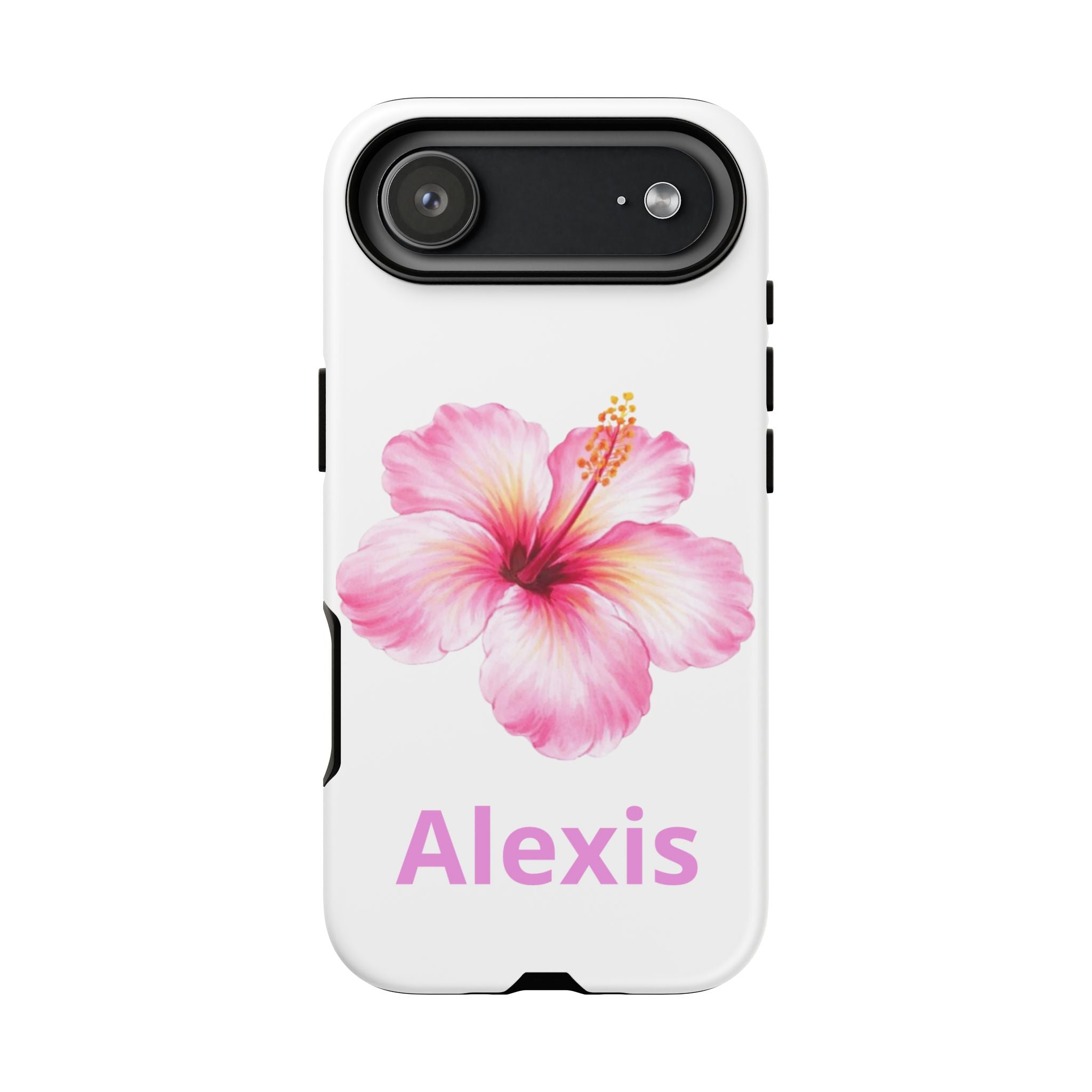 Personalized Hibiscus Phone Case — Custom Name Floral Tough Case- Pre Order