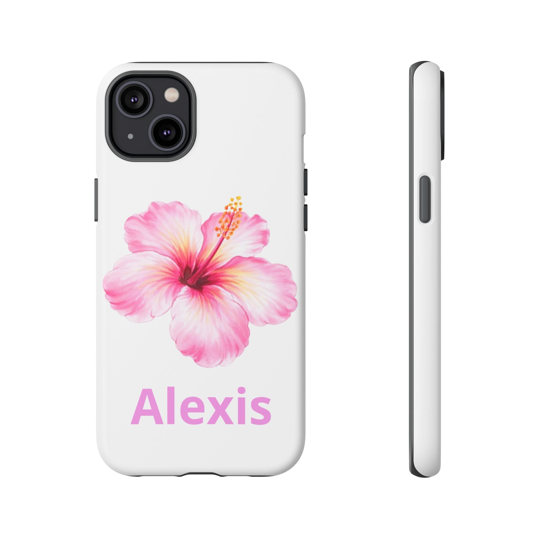 Personalized Hibiscus Phone Case — Custom Name Floral Tough Case- Pre Order