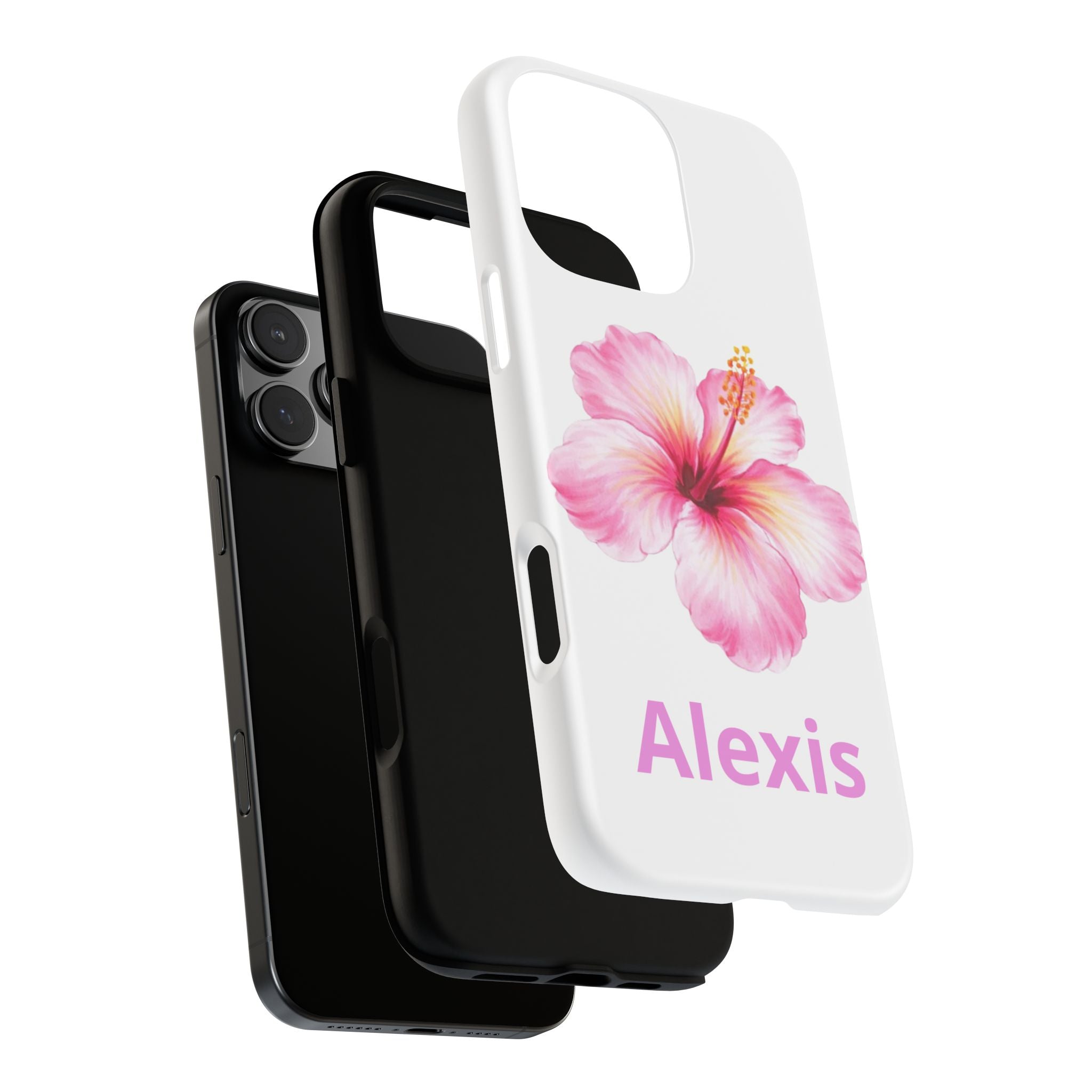 Personalized Hibiscus Phone Case — Custom Name Floral Tough Case- Pre Order