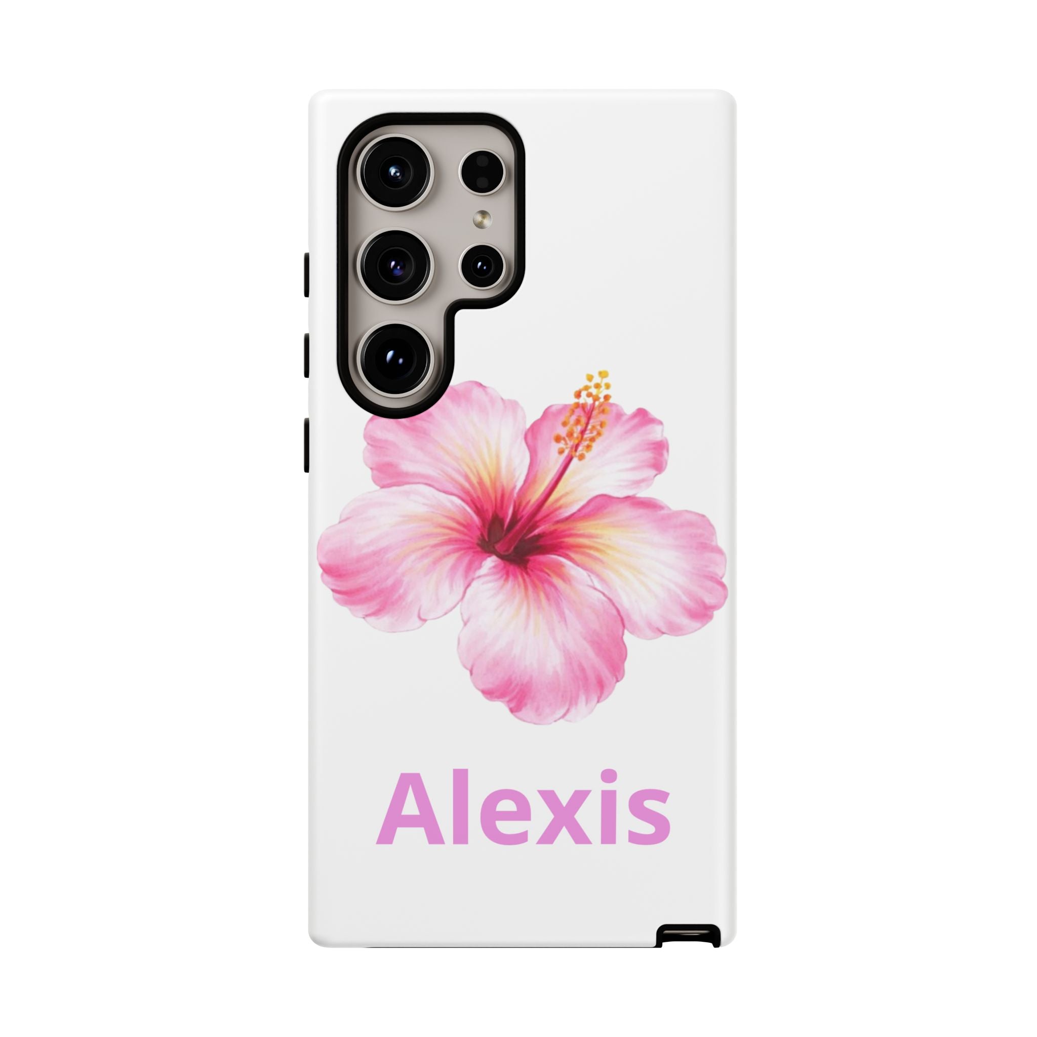 Personalized Hibiscus Phone Case — Custom Name Floral Tough Case- Pre Order