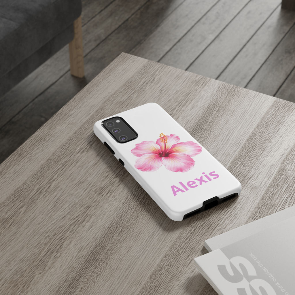 Personalized Hibiscus Phone Case — Custom Name Floral Tough Case- Pre Order