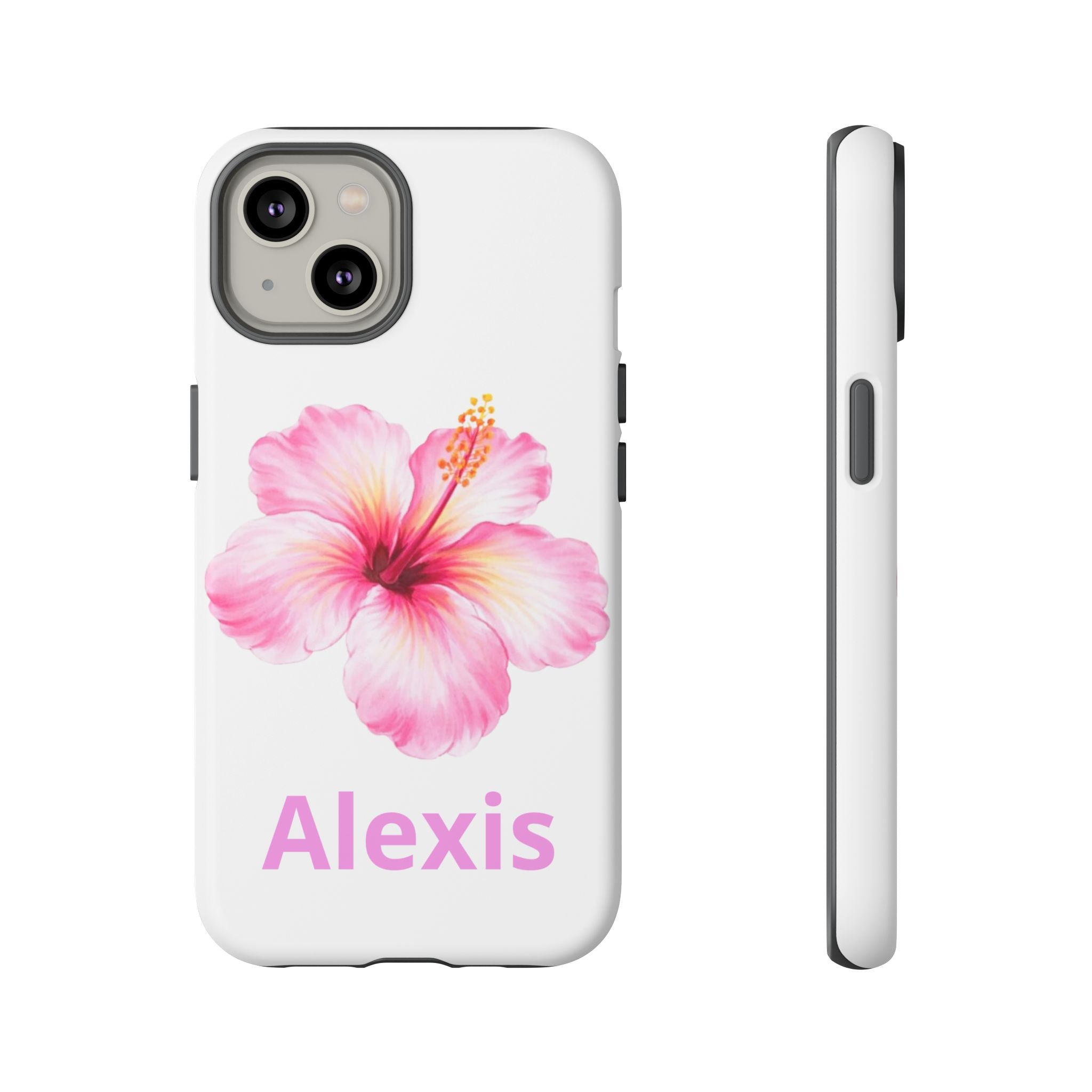 Personalized Hibiscus Phone Case — Custom Name Floral Tough Case- Pre Order