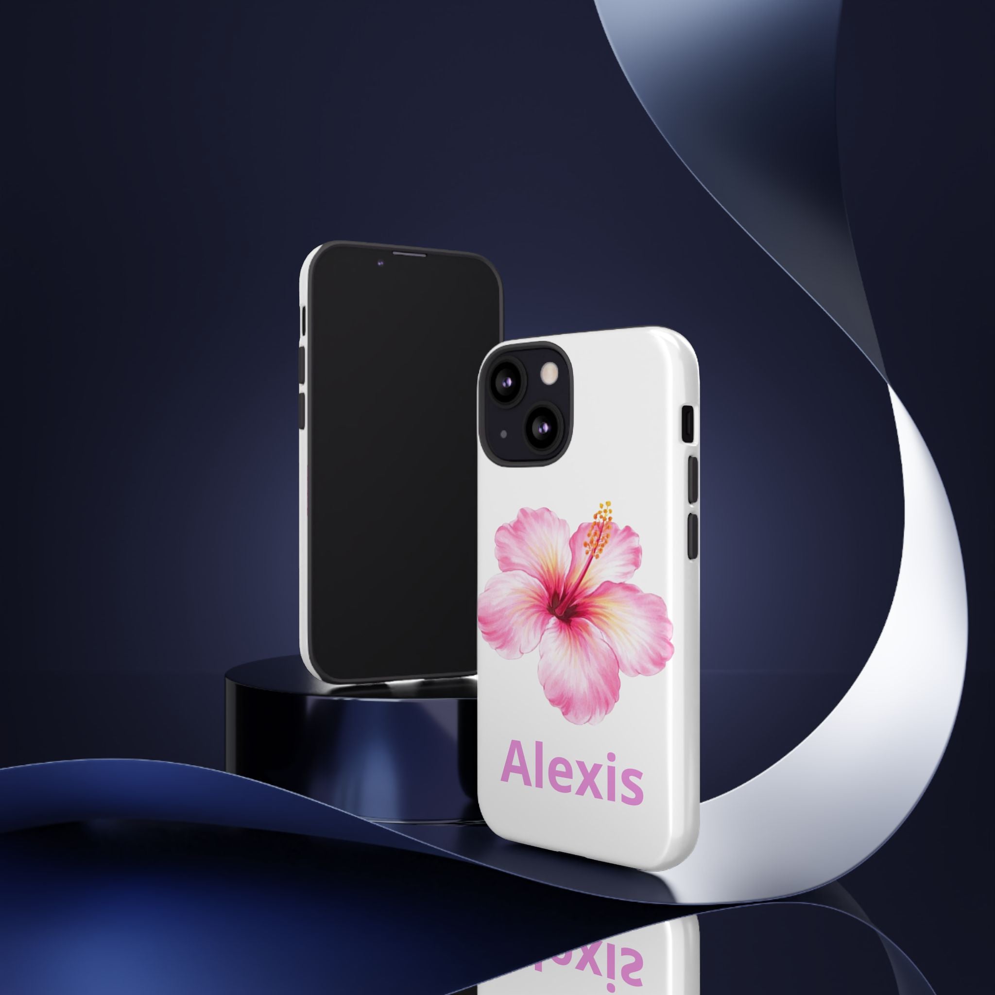 Personalized Hibiscus Phone Case — Custom Name Floral Tough Case- Pre Order