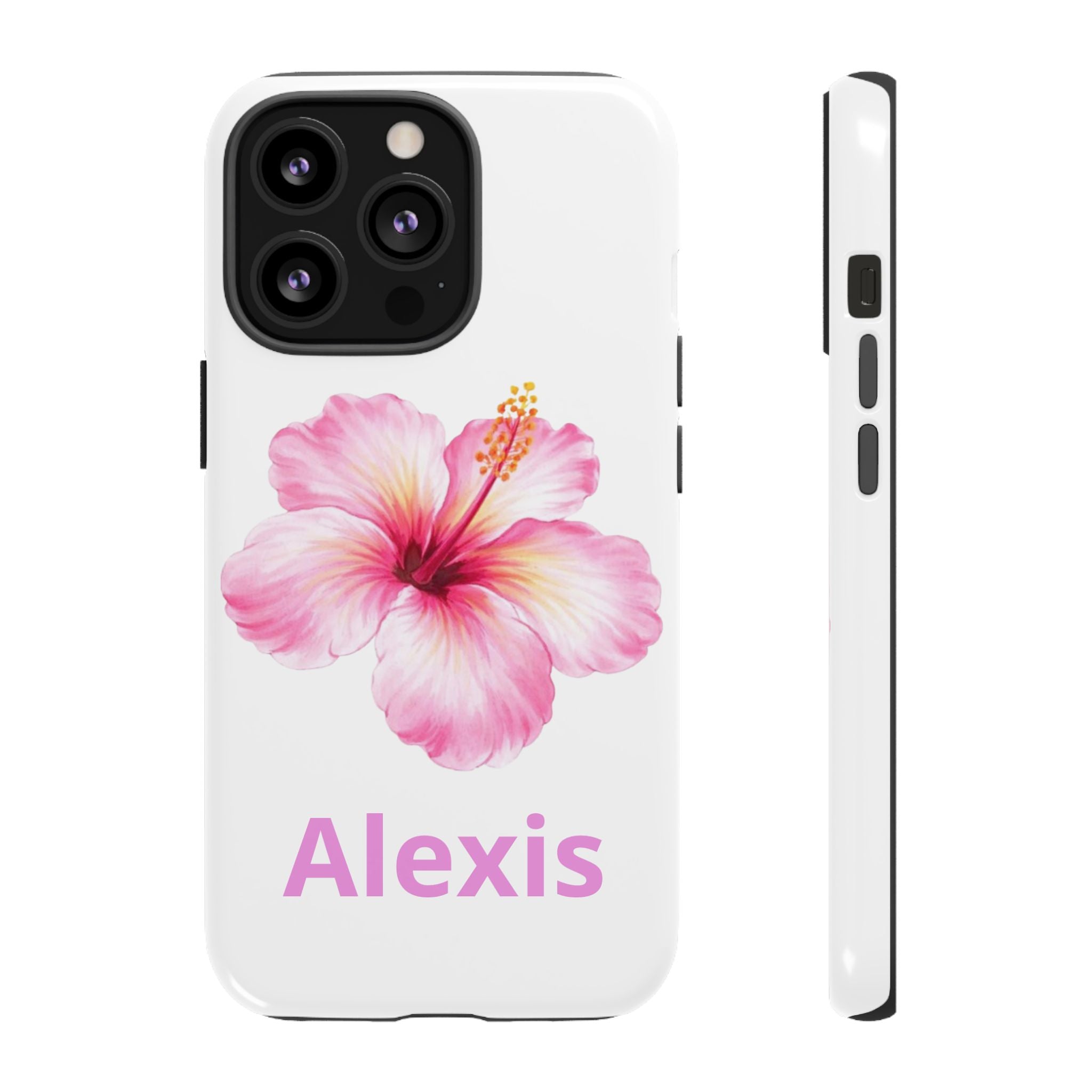 Personalized Hibiscus Phone Case — Custom Name Floral Tough Case- Pre Order
