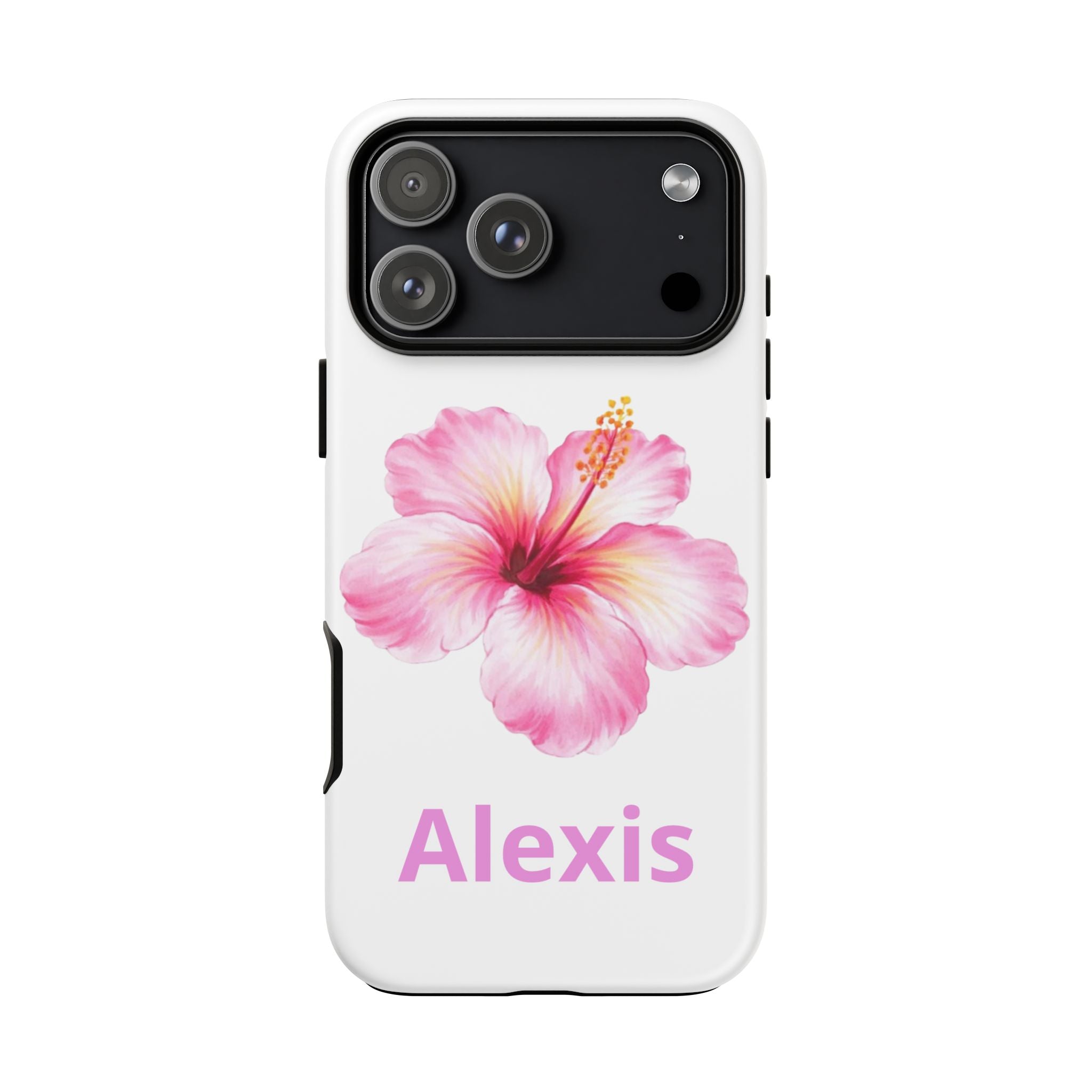 Personalized Hibiscus Phone Case — Custom Name Floral Tough Case- Pre Order