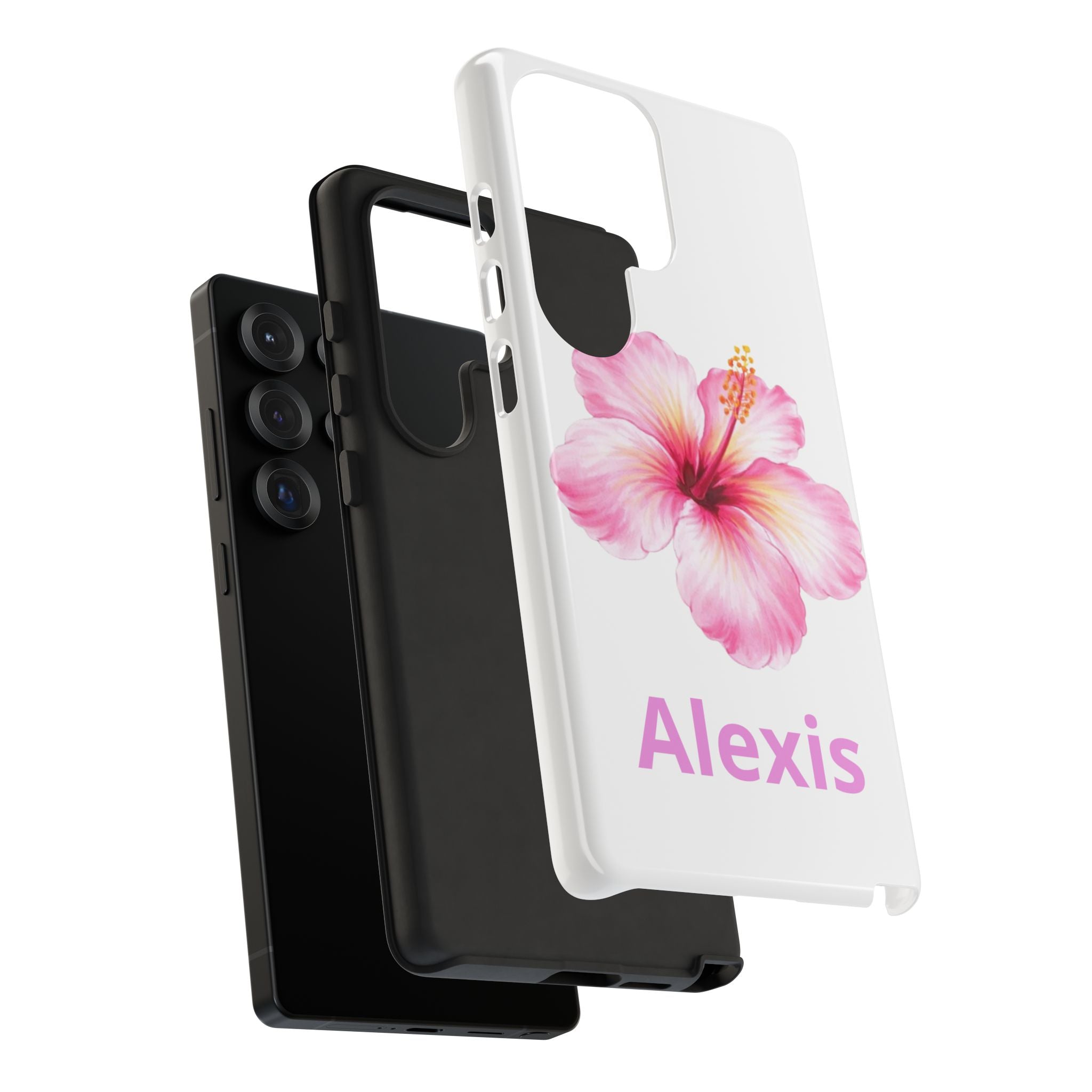 Personalized Hibiscus Phone Case — Custom Name Floral Tough Case- Pre Order