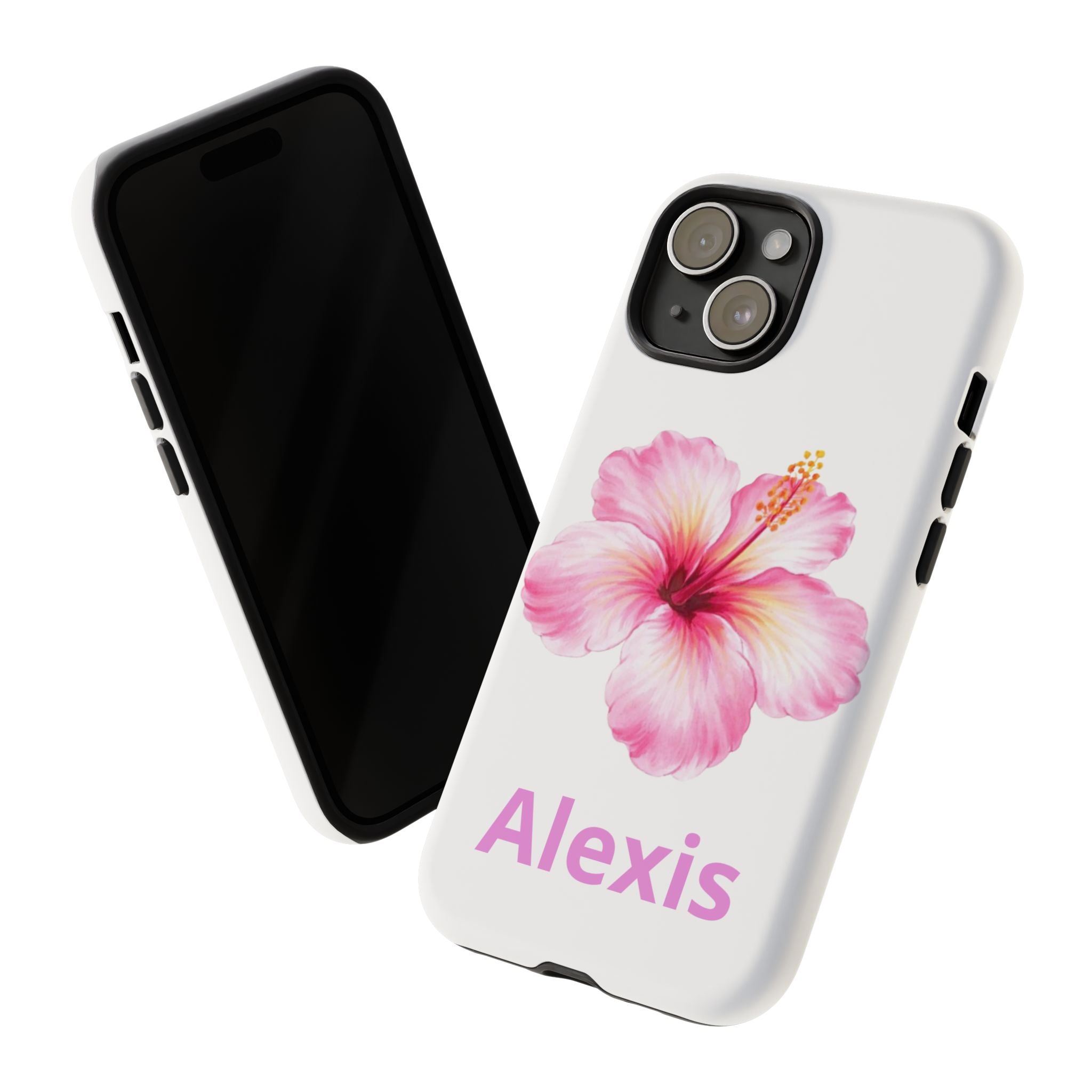 Personalized Hibiscus Phone Case — Custom Name Floral Tough Case- Pre Order