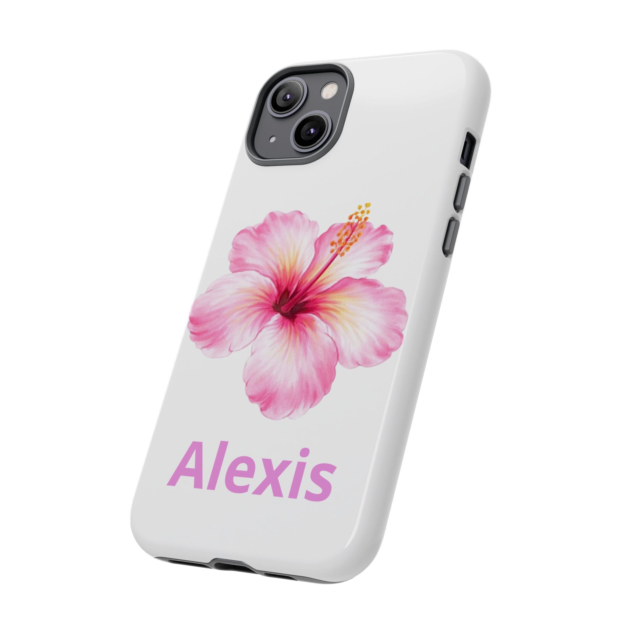 Personalized Hibiscus Phone Case — Custom Name Floral Tough Case- Pre Order