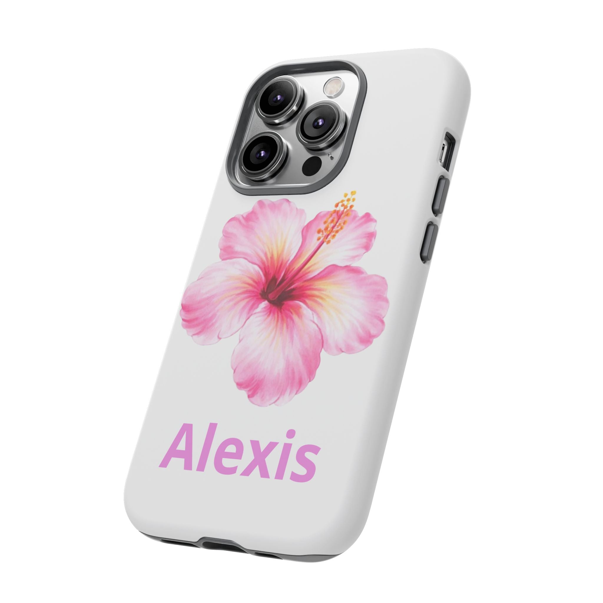 Personalized Hibiscus Phone Case — Custom Name Floral Tough Case- Pre Order