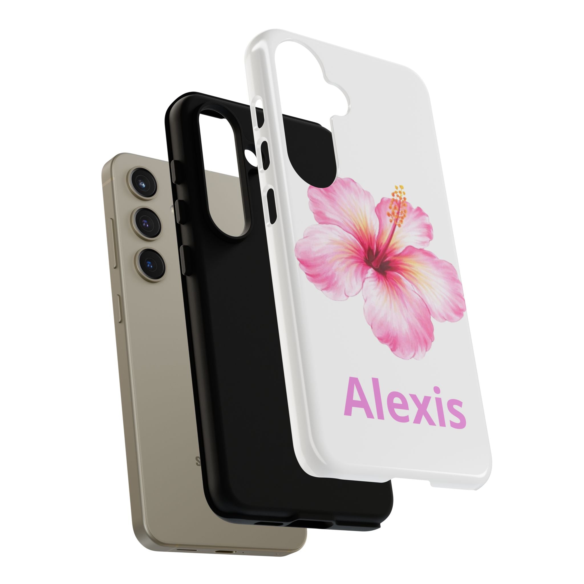 Personalized Hibiscus Phone Case — Custom Name Floral Tough Case- Pre Order