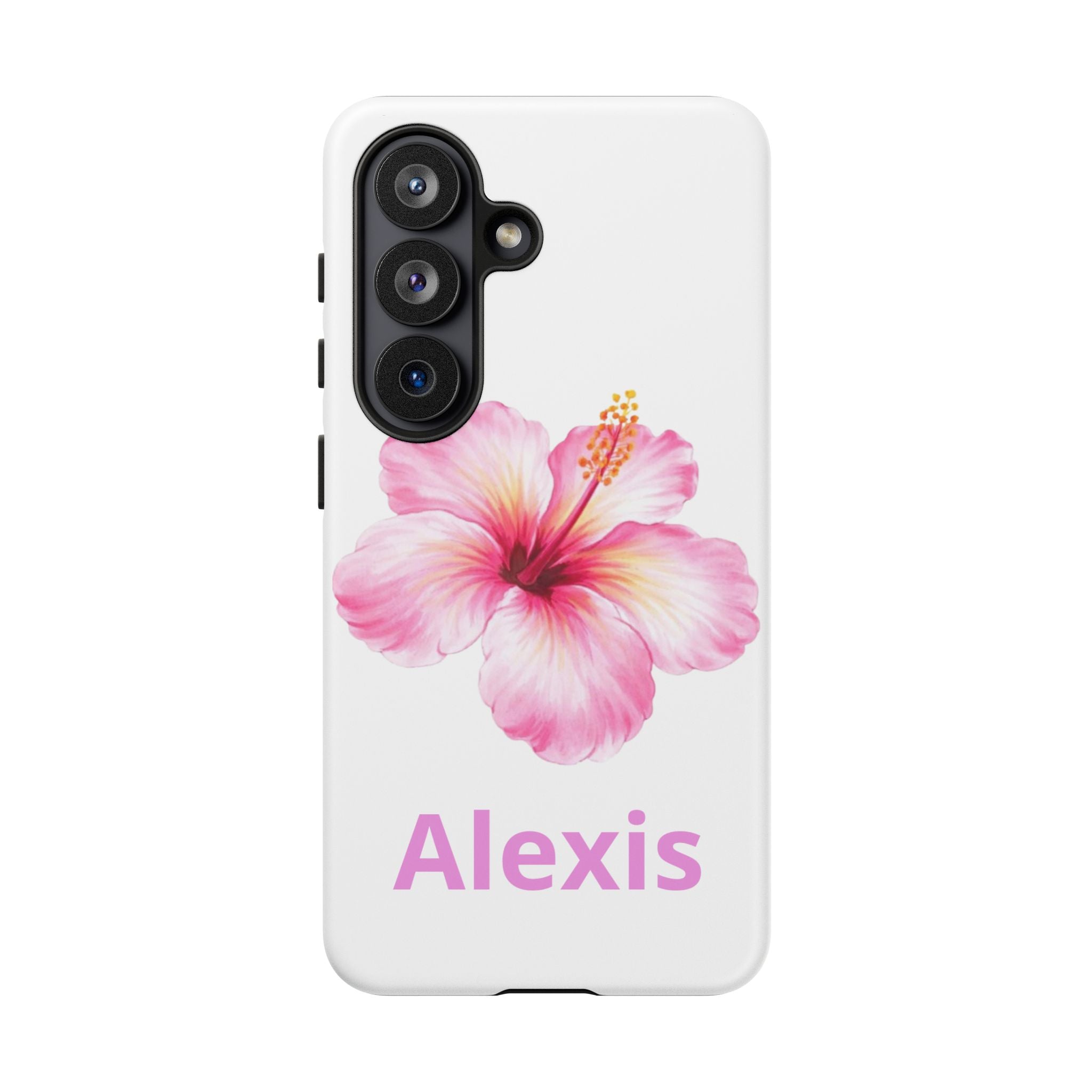 Personalized Hibiscus Phone Case — Custom Name Floral Tough Case- Pre Order