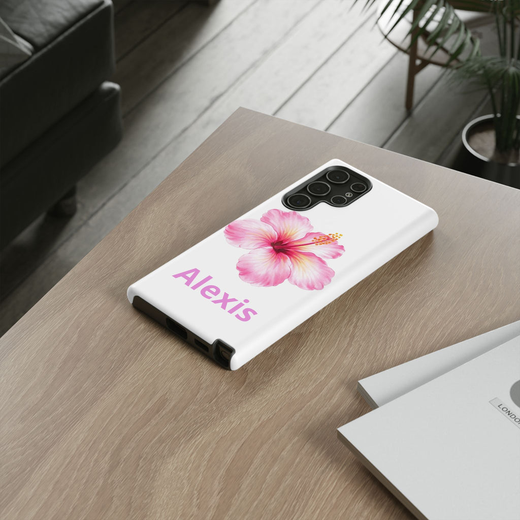 Personalized Hibiscus Phone Case — Custom Name Floral Tough Case- Pre Order