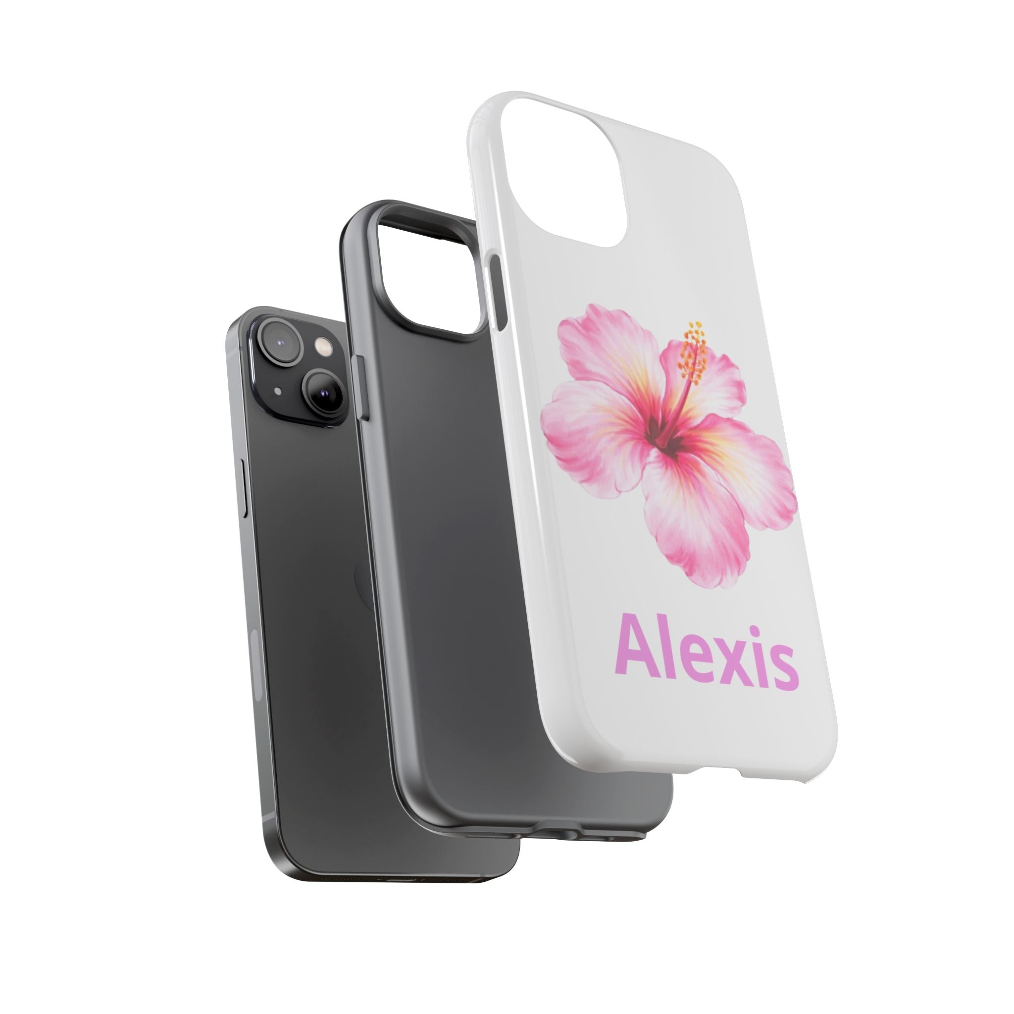 Personalized Hibiscus Phone Case — Custom Name Floral Tough Case- Pre Order
