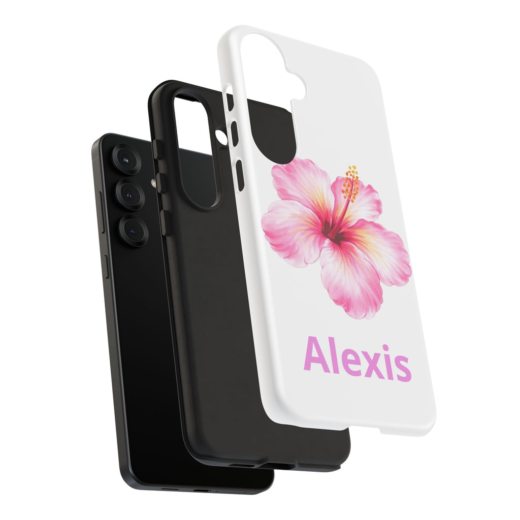 Personalized Hibiscus Phone Case — Custom Name Floral Tough Case- Pre Order