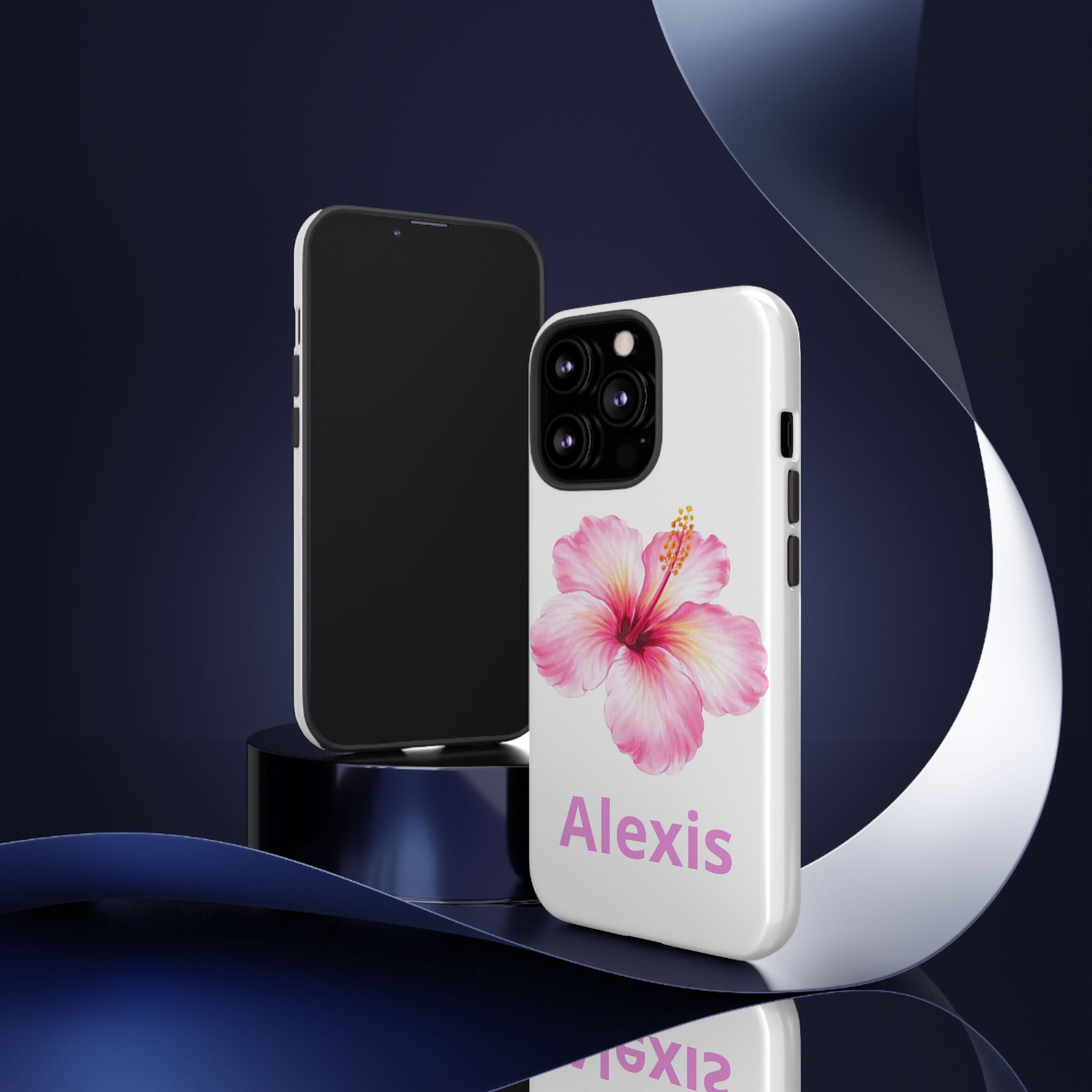 Personalized Hibiscus Phone Case — Custom Name Floral Tough Case- Pre Order