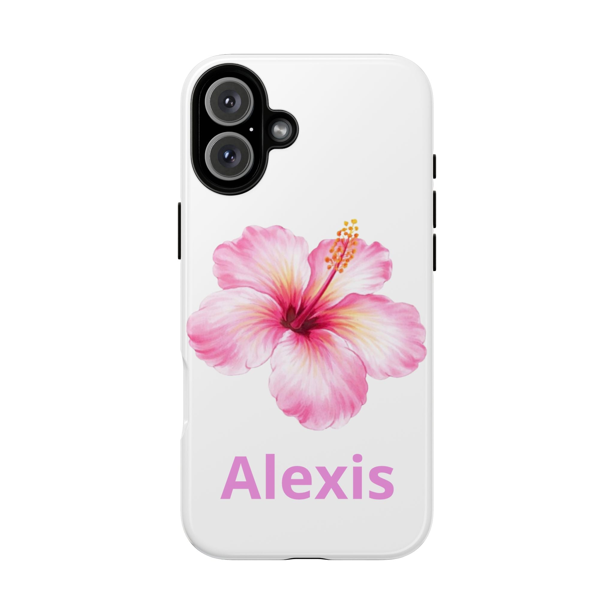 Personalized Hibiscus Phone Case — Custom Name Floral Tough Case- Pre Order