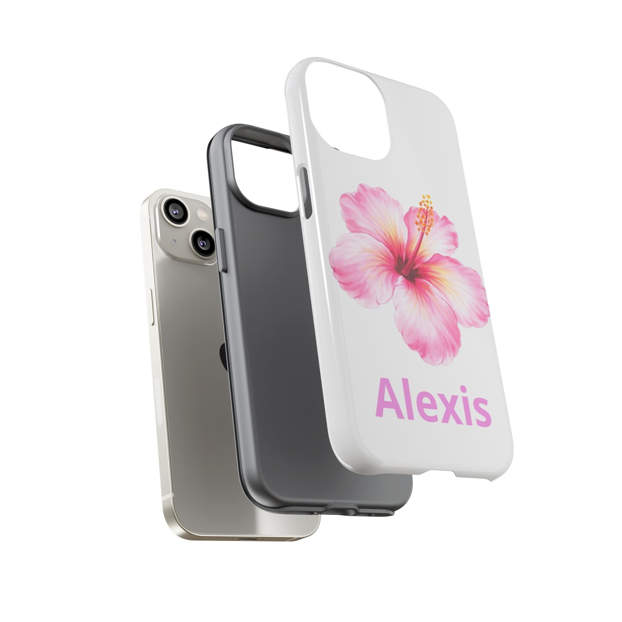 Personalized Hibiscus Phone Case — Custom Name Floral Tough Case- Pre Order
