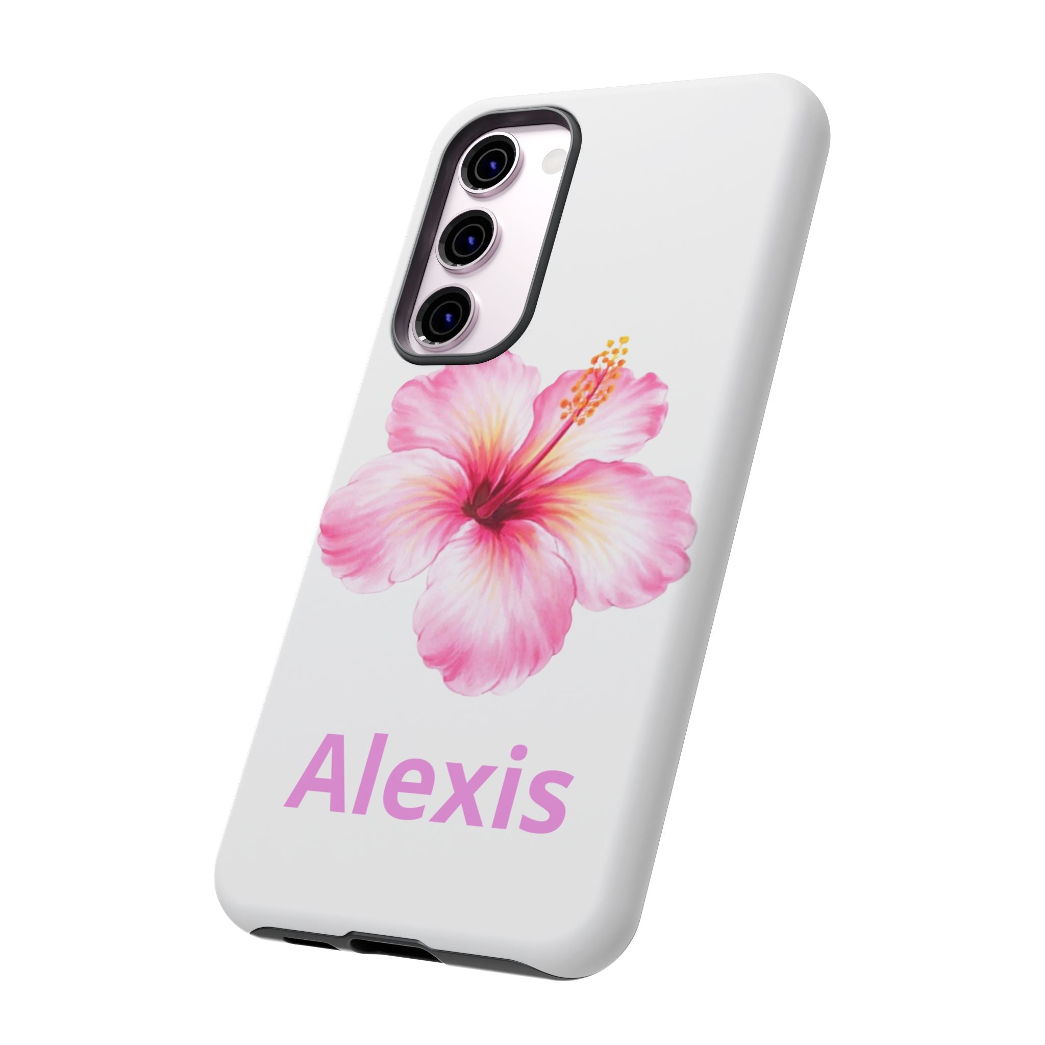 Personalized Hibiscus Phone Case — Custom Name Floral Tough Case- Pre Order