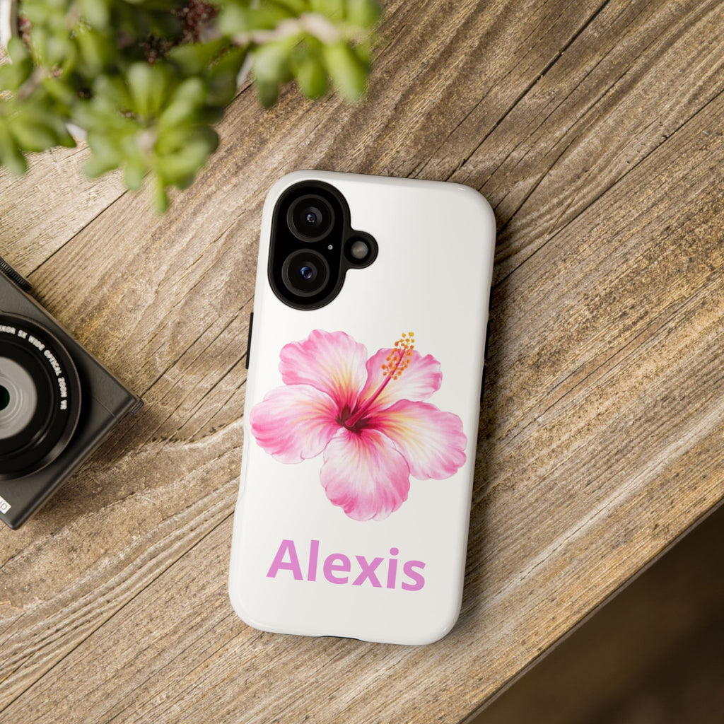 Personalized Hibiscus Phone Case — Custom Name Floral Tough Case- Pre Order