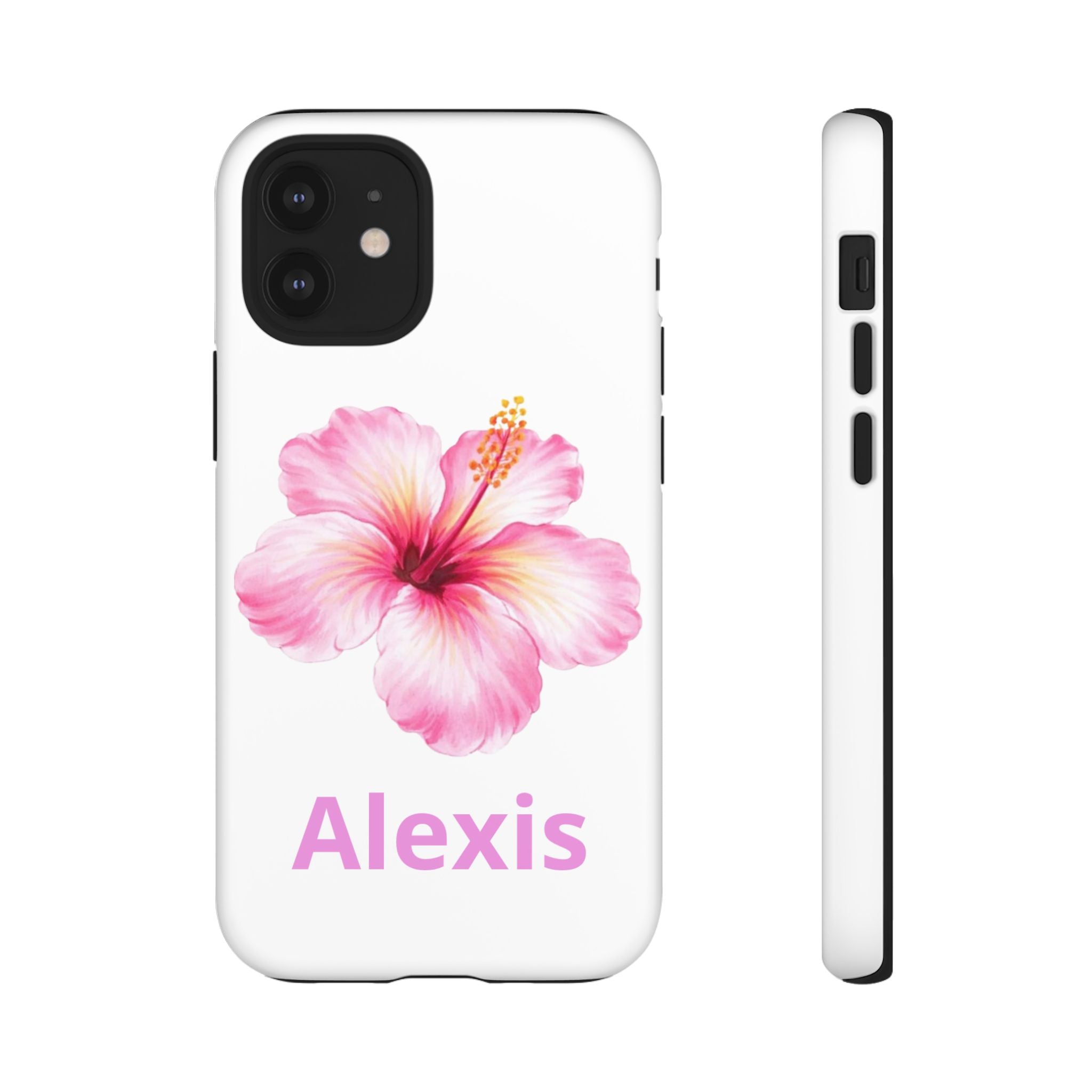 Personalized Hibiscus Phone Case — Custom Name Floral Tough Case- Pre Order