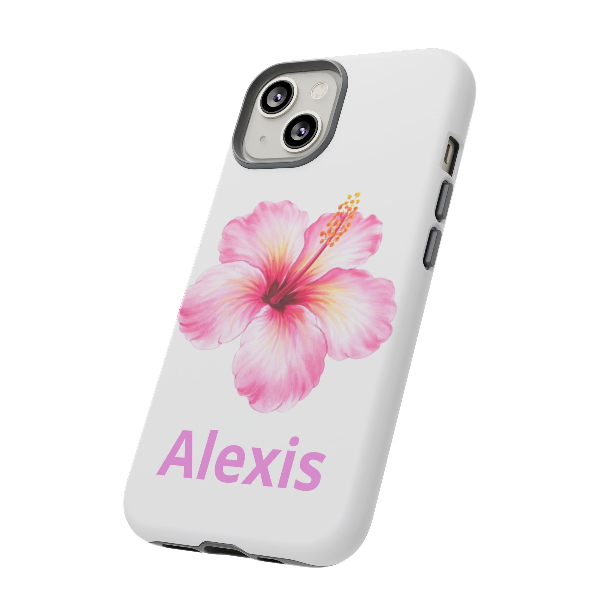 Personalized Hibiscus Phone Case — Custom Name Floral Tough Case- Pre Order