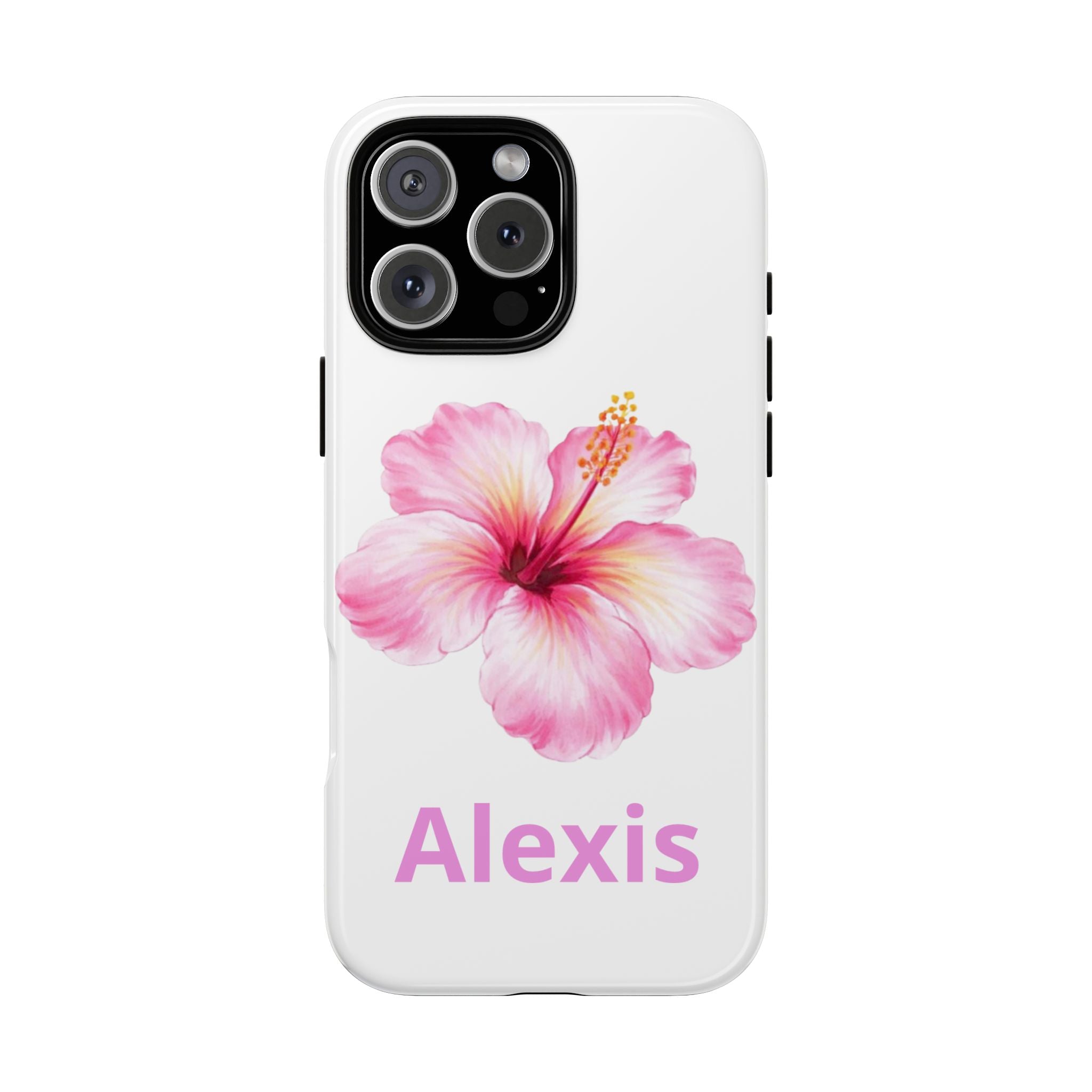 Personalized Hibiscus Phone Case — Custom Name Floral Tough Case- Pre Order