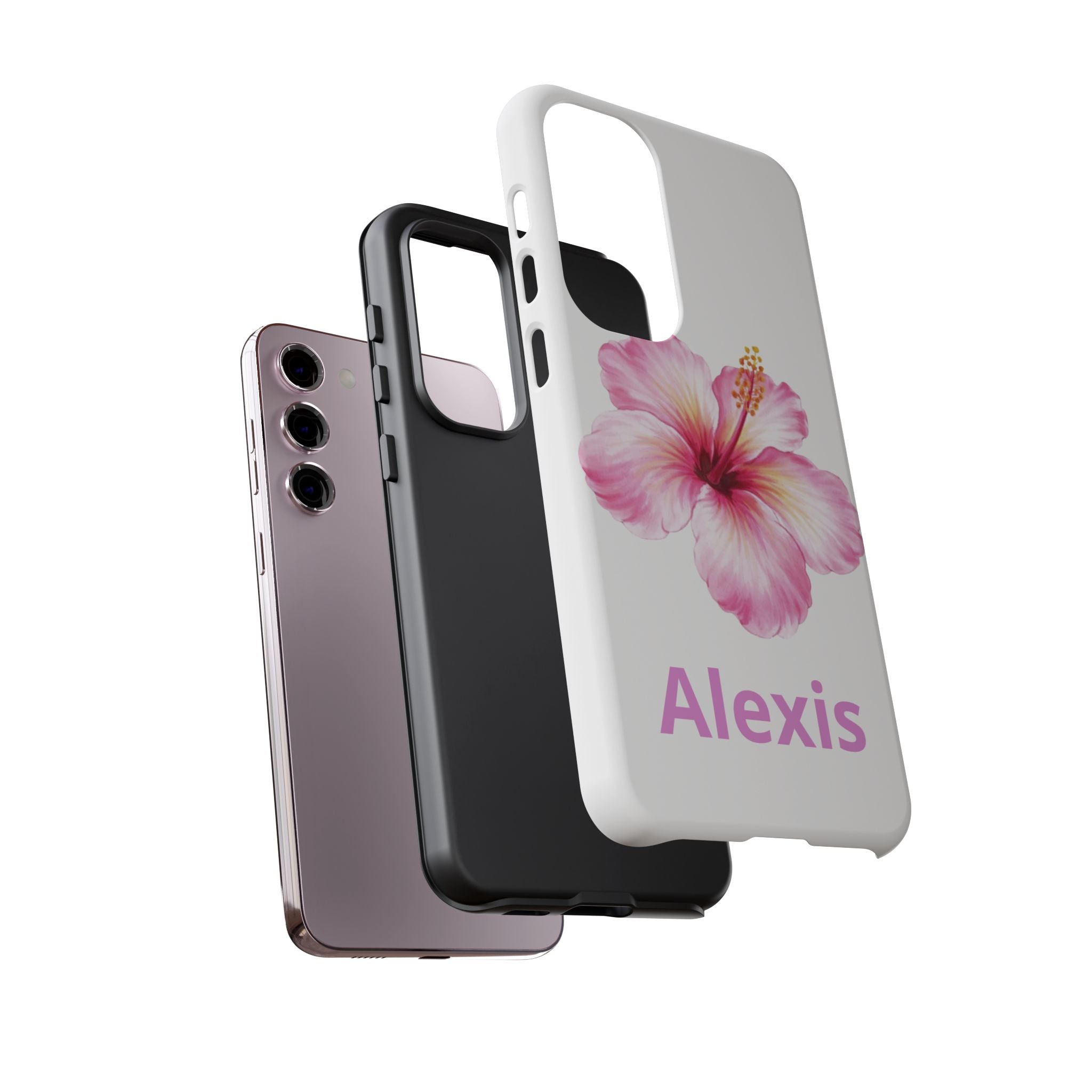 Personalized Hibiscus Phone Case — Custom Name Floral Tough Case- Pre Order