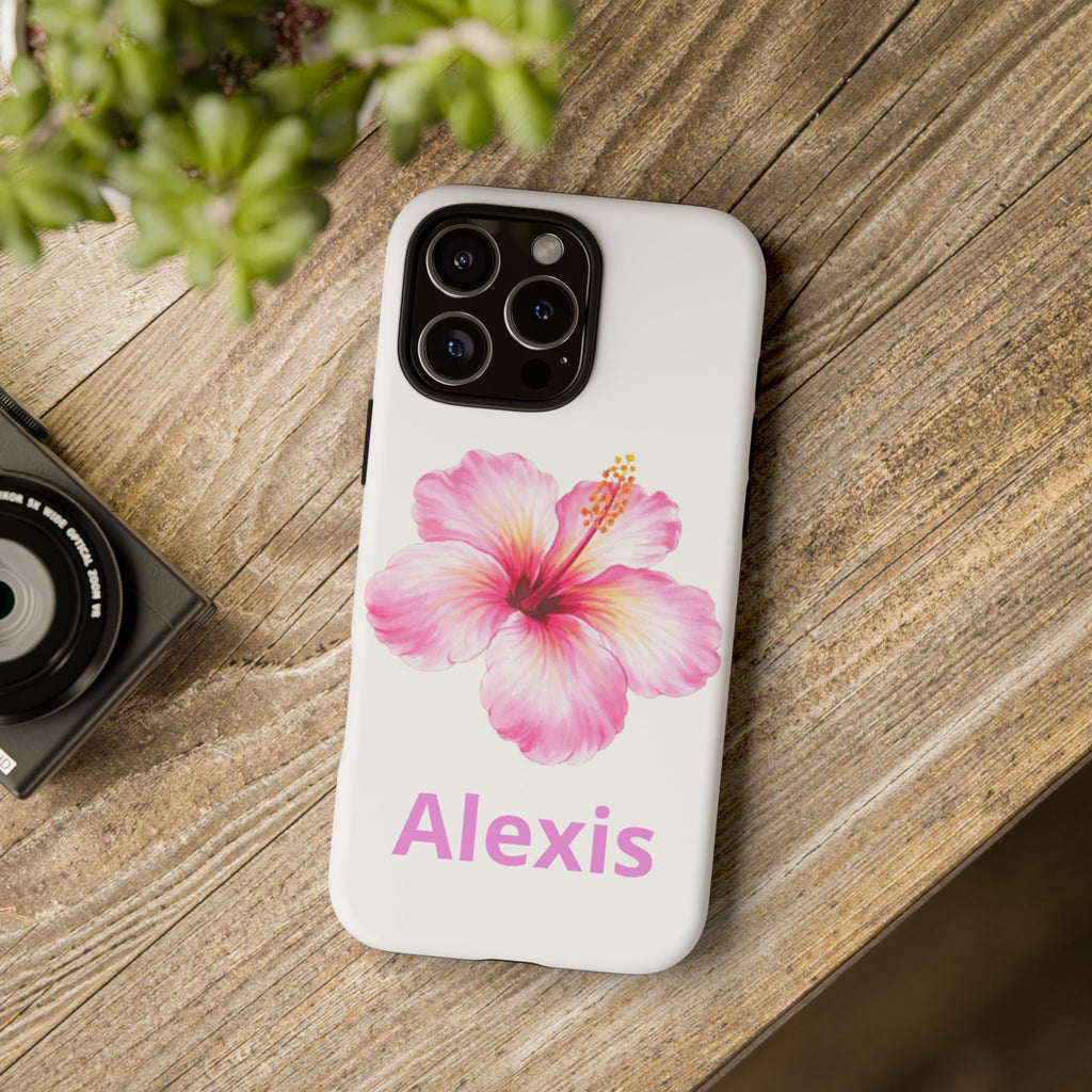 Personalized Hibiscus Phone Case — Custom Name Floral Tough Case- Pre Order