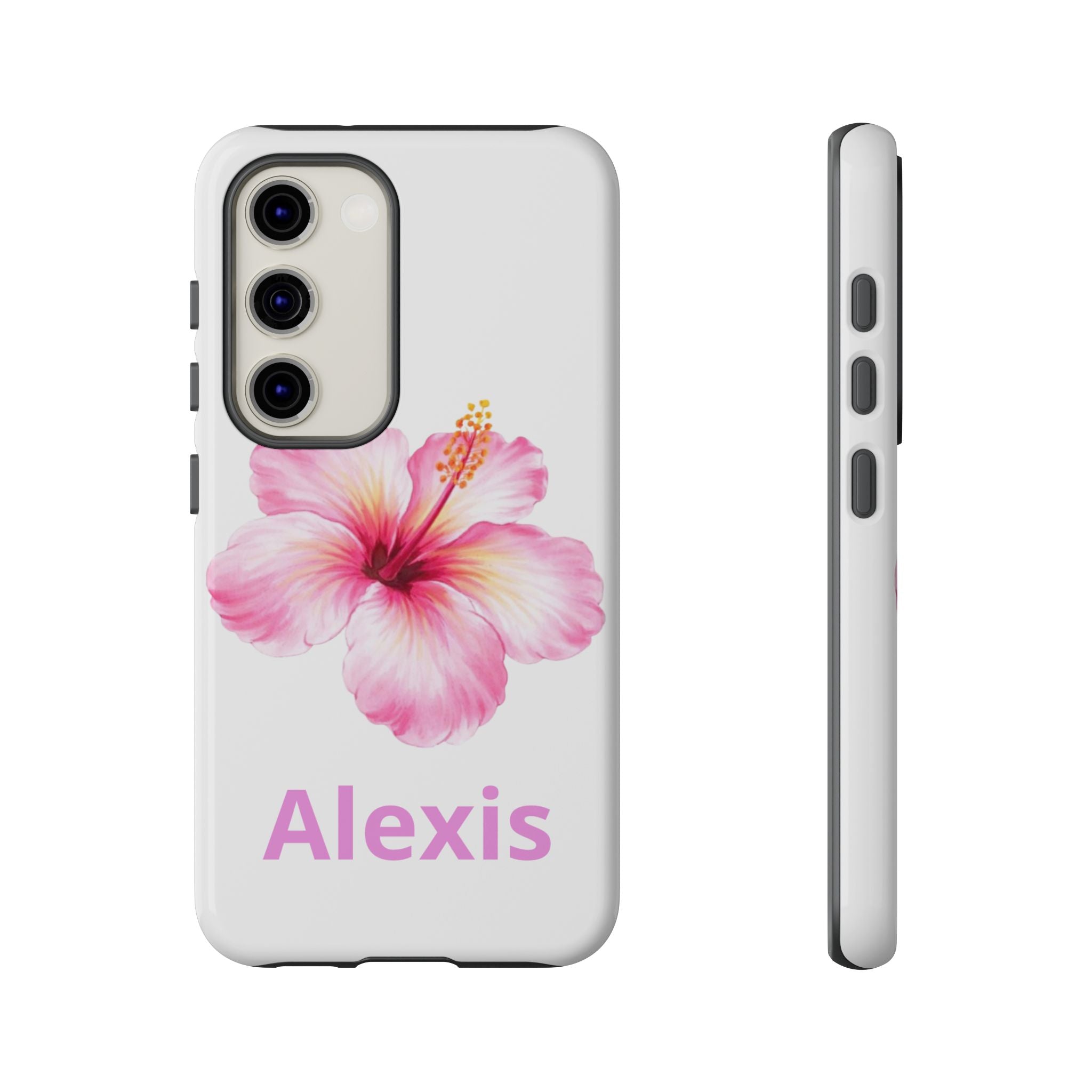 Personalized Hibiscus Phone Case — Custom Name Floral Tough Case- Pre Order