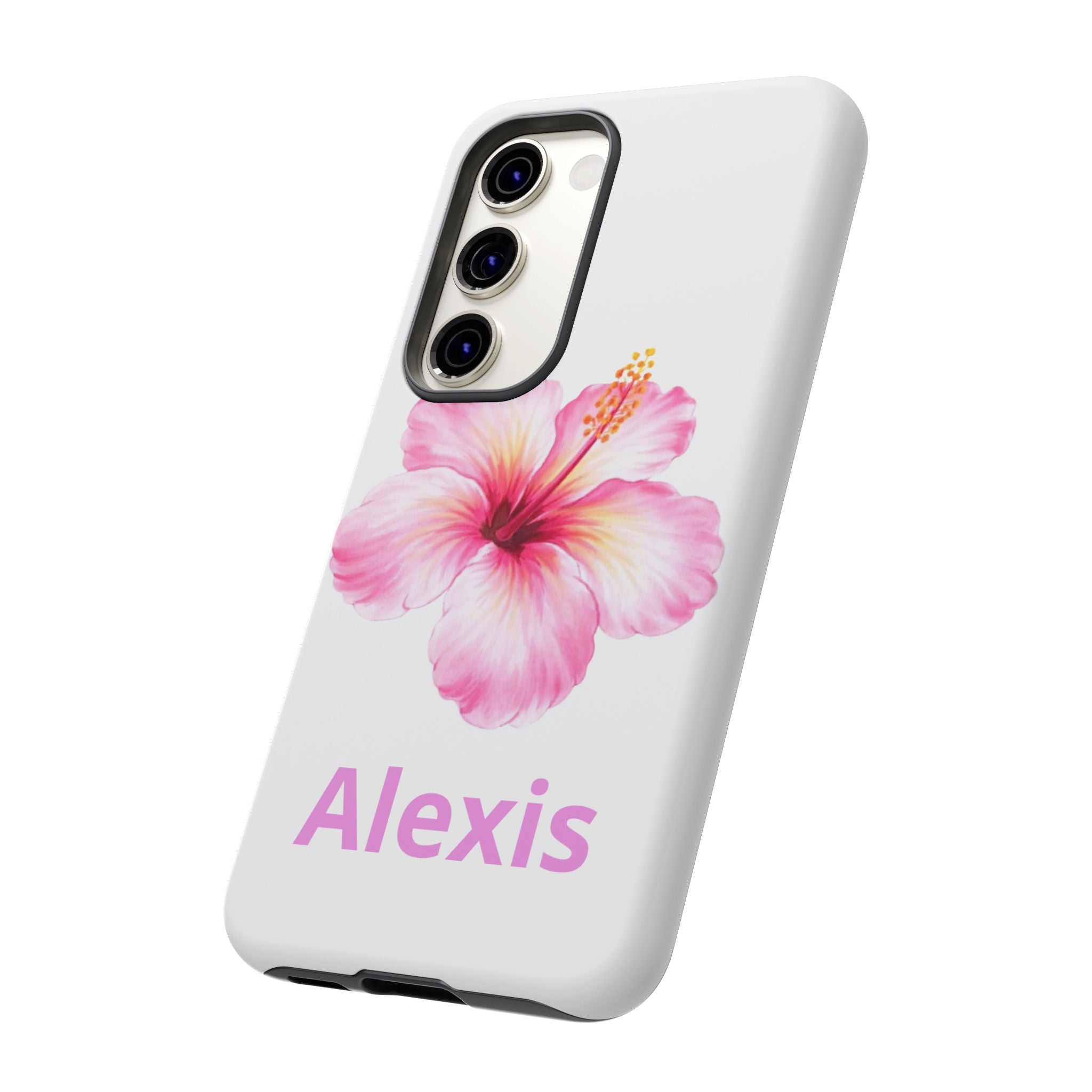 Personalized Hibiscus Phone Case — Custom Name Floral Tough Case- Pre Order