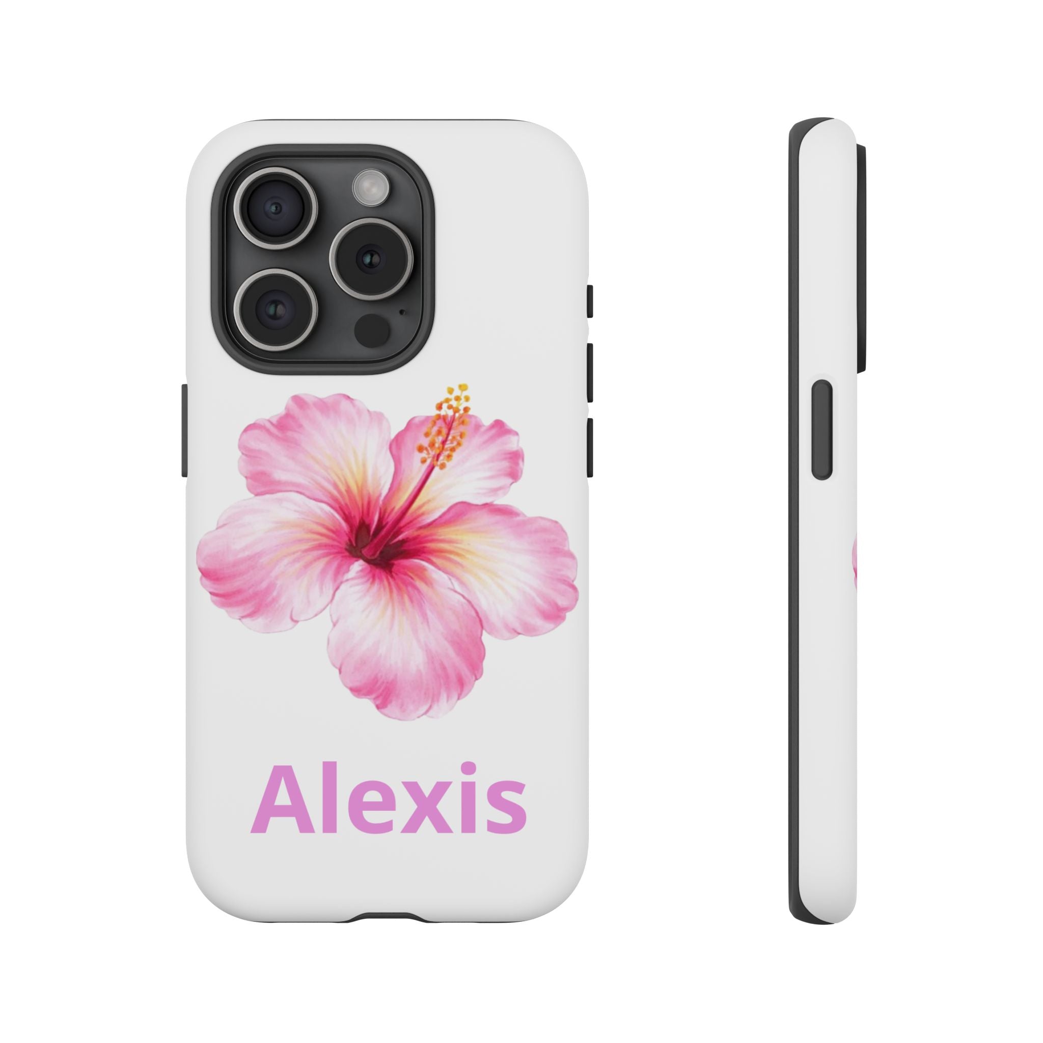 Personalized Hibiscus Phone Case — Custom Name Floral Tough Case- Pre Order