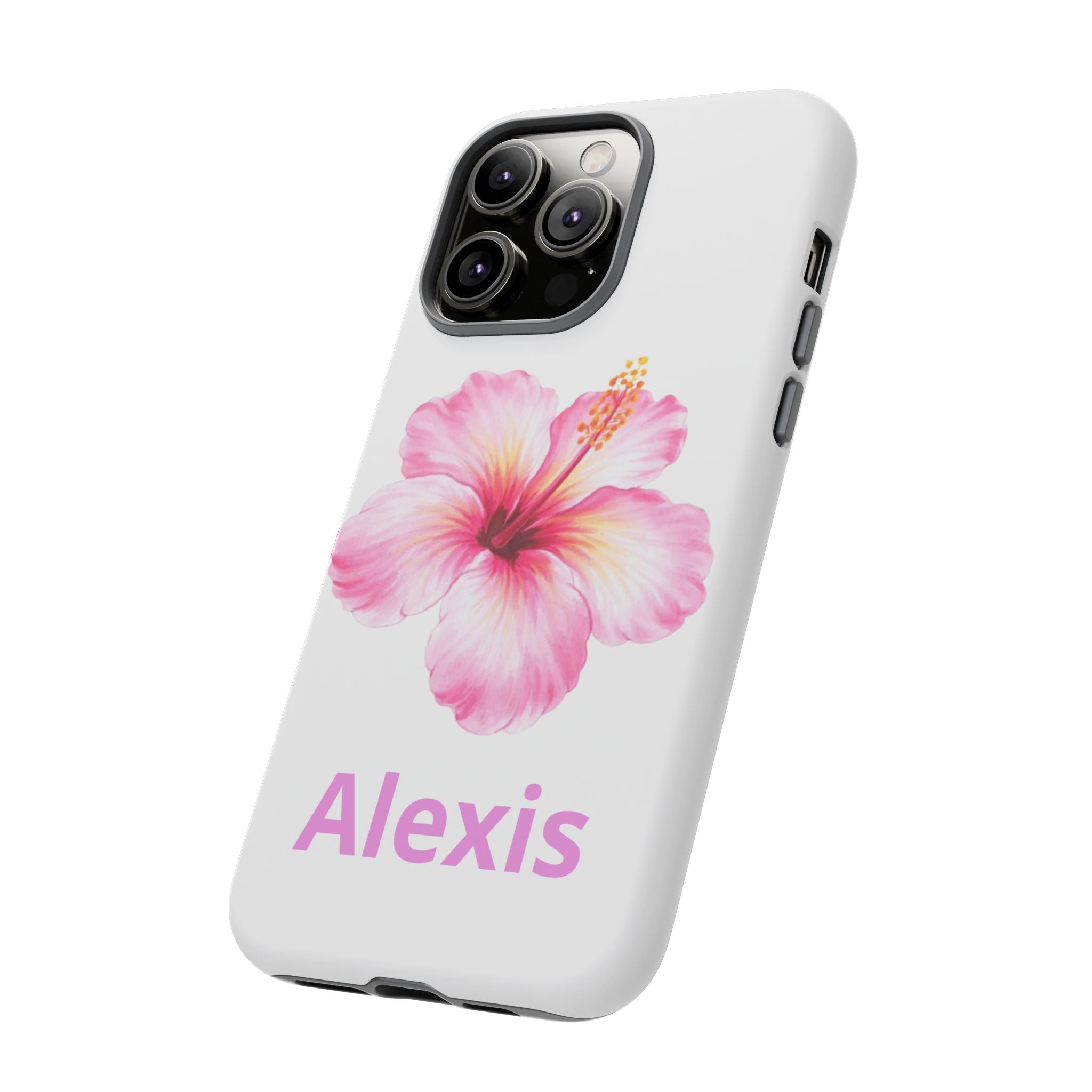 Personalized Hibiscus Phone Case — Custom Name Floral Tough Case- Pre Order