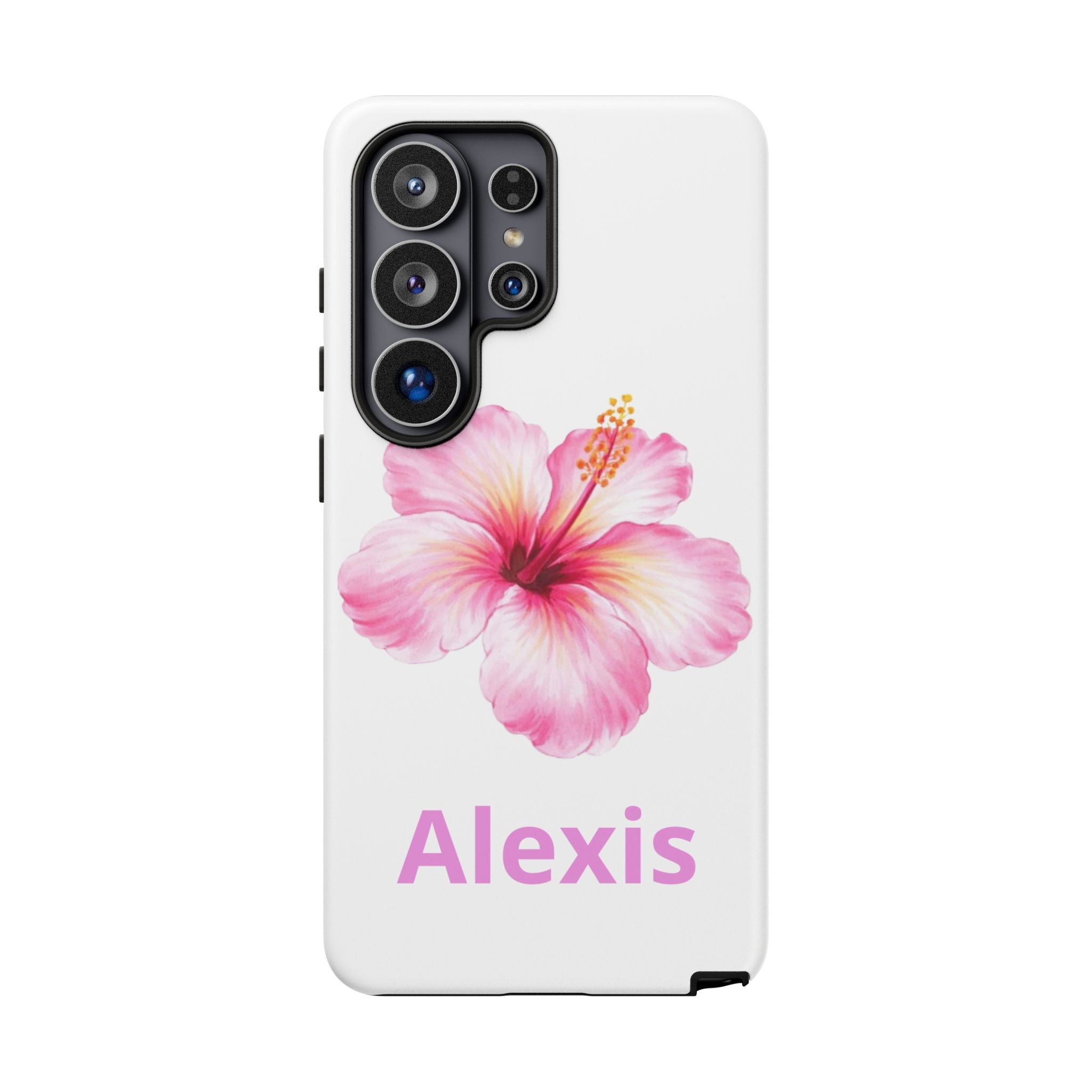 Personalized Hibiscus Phone Case — Custom Name Floral Tough Case- Pre Order