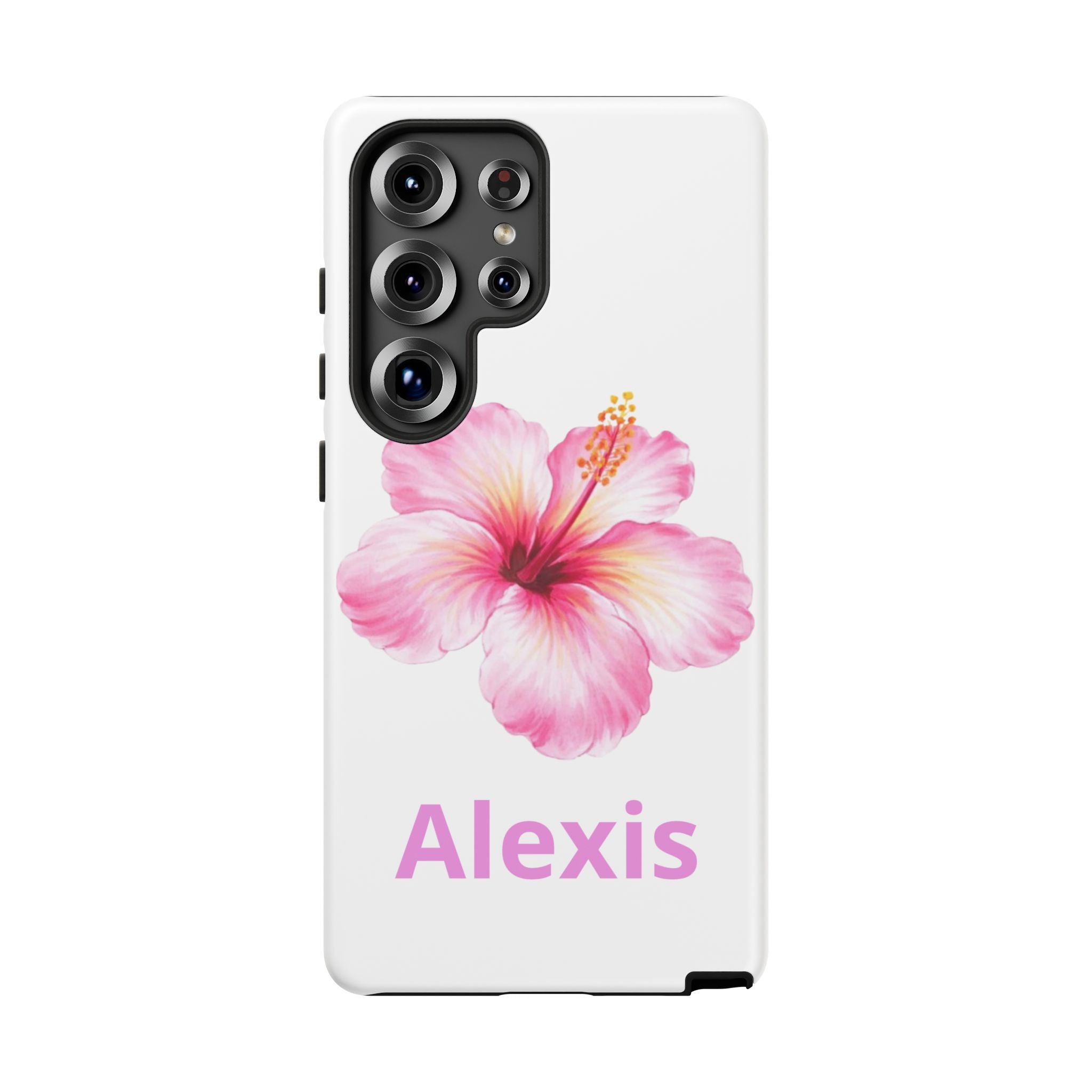 Personalized Hibiscus Phone Case — Custom Name Floral Tough Case- Pre Order